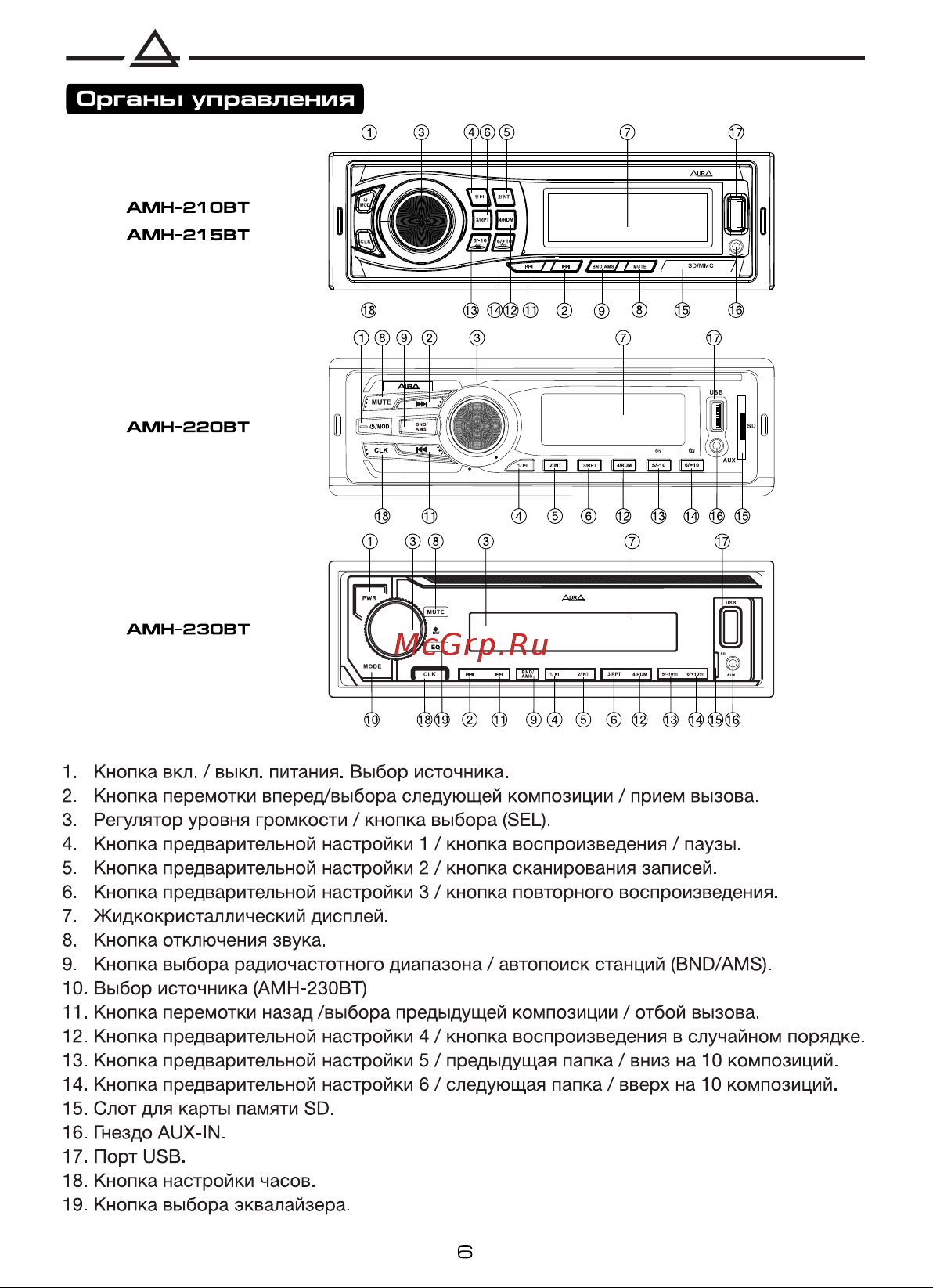 Aura AMH-215BT Инструкция по эксплуатации онлайн [7/16] 656640