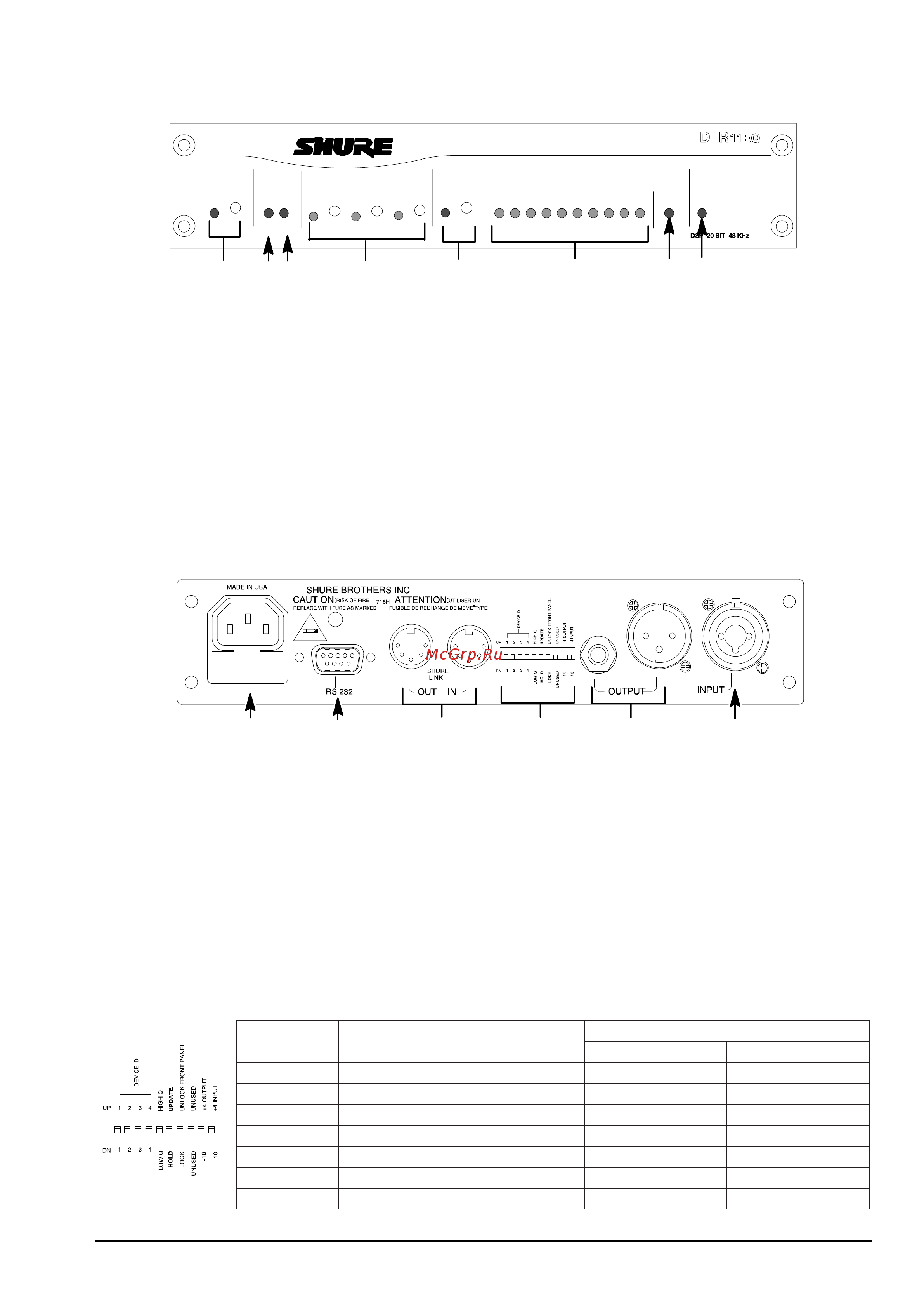 Shure DFR11EQ5 [3/24] Тыльная панель