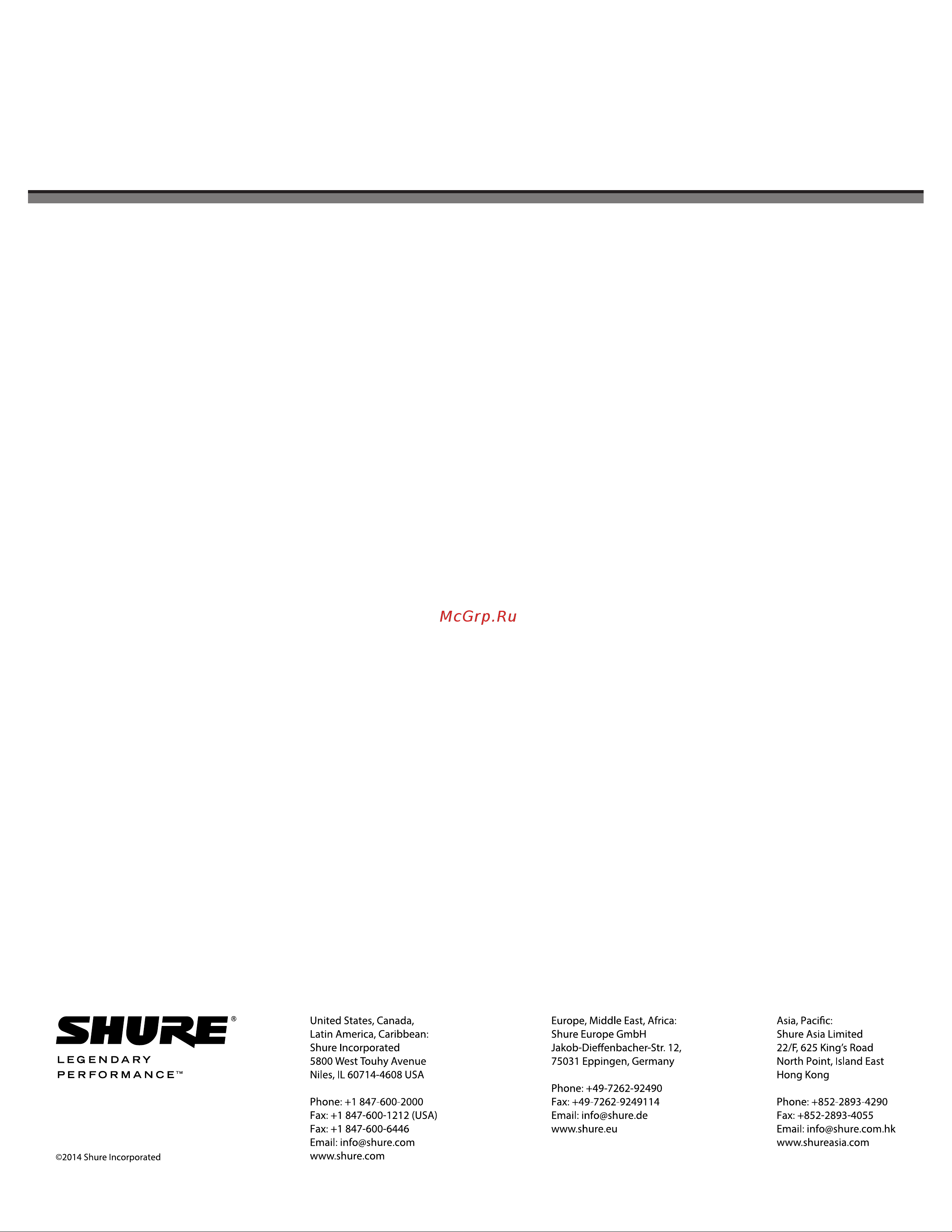 Shure VP89M Инструкция по эксплуатации онлайн [24/24] 657192