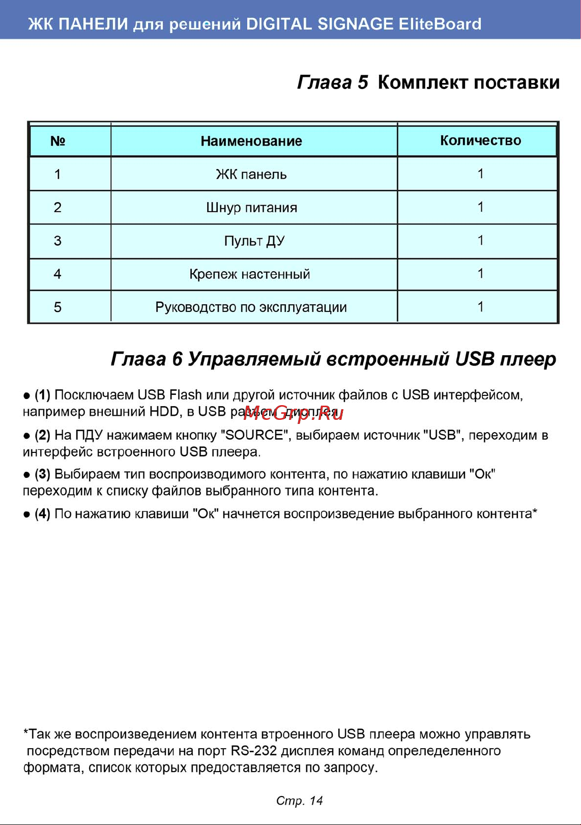 EliteBoard LK-55UL1SN [14/16] Глава 5 комплект поставки