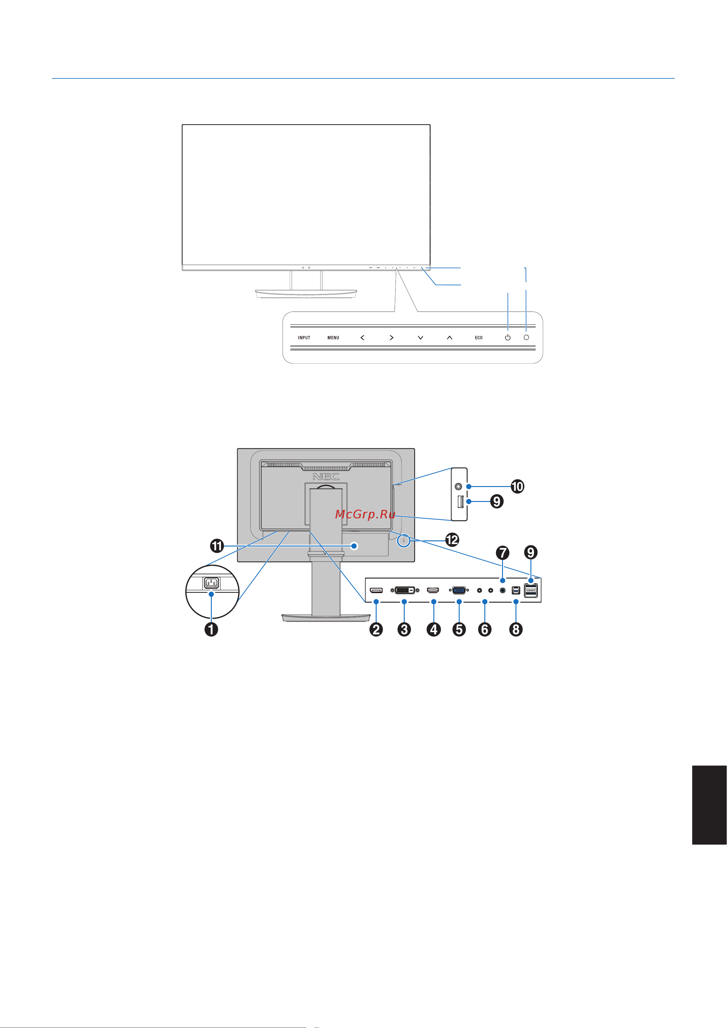 Nec MultiSync EA231WU-WH [7/32] Панель соединений