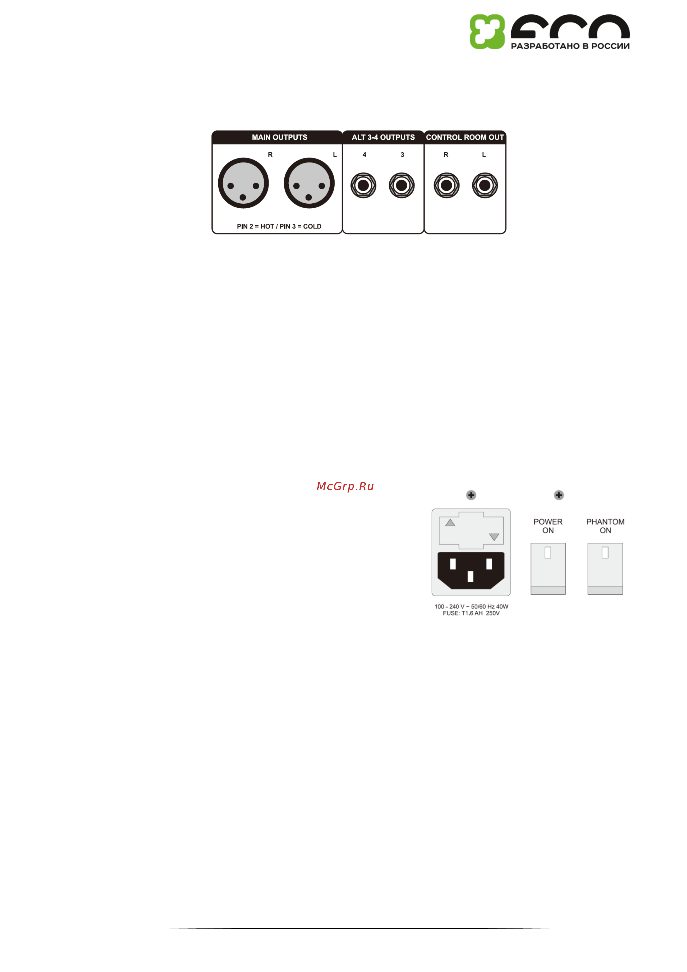 Volta LA-208 TOP WR [12/19] Сетевое и фантомное питание предохранитель
