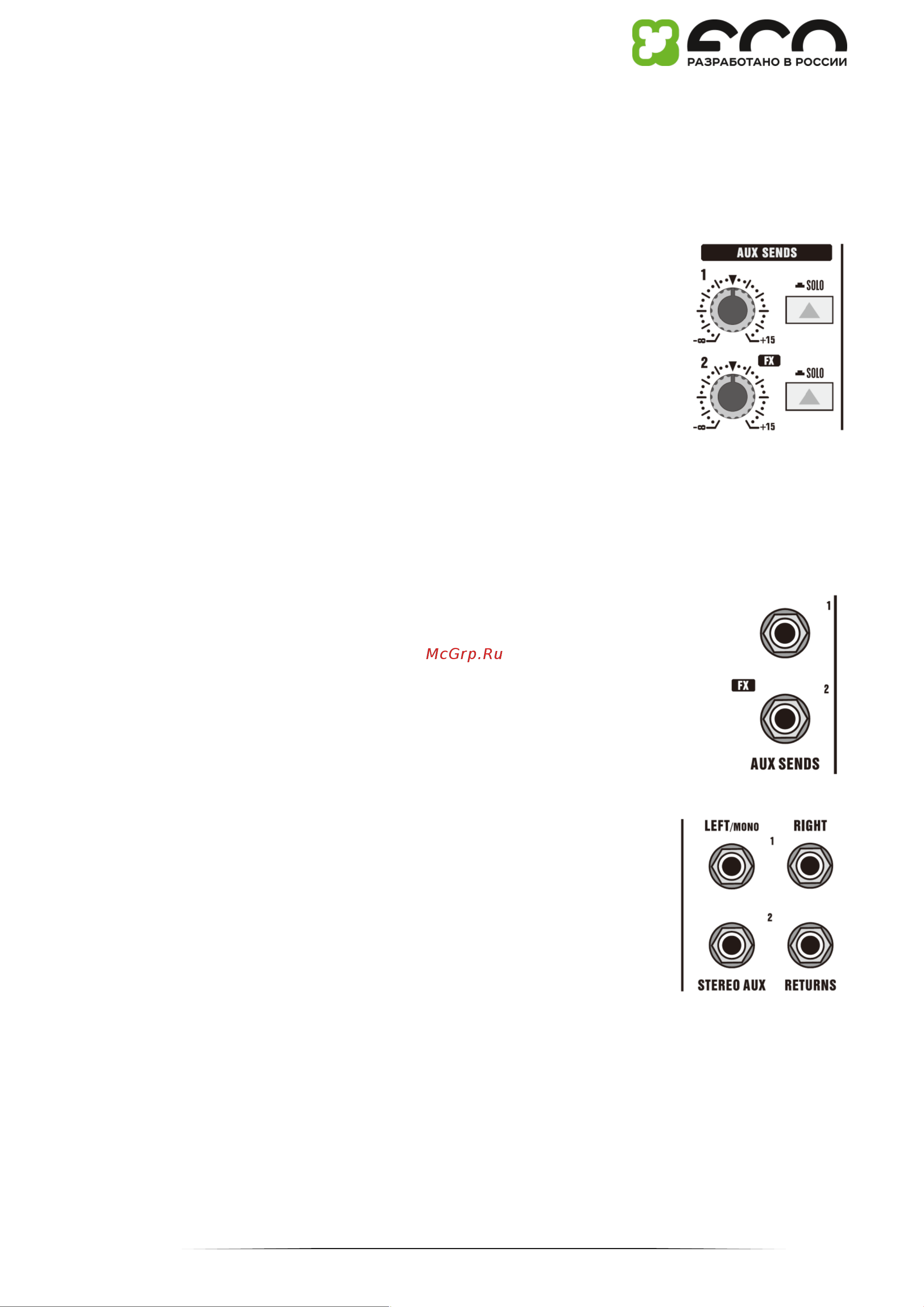 Volta FADE-MIX 8.2.2 MP3FX [8/19] Разъёмы стереовозвратов aux