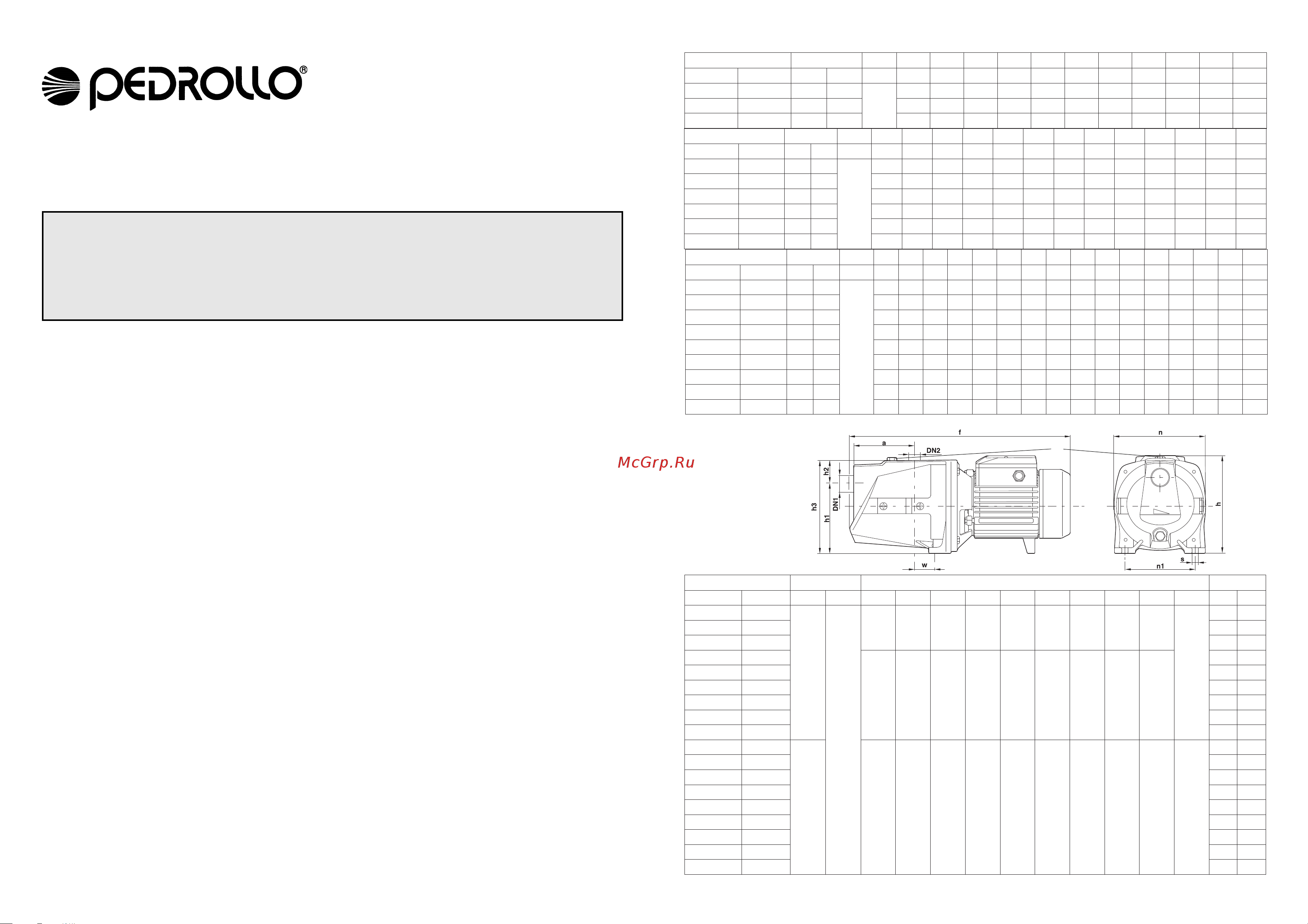 Pedrollo JSWm 1B [2/2] Основные технические характеристики