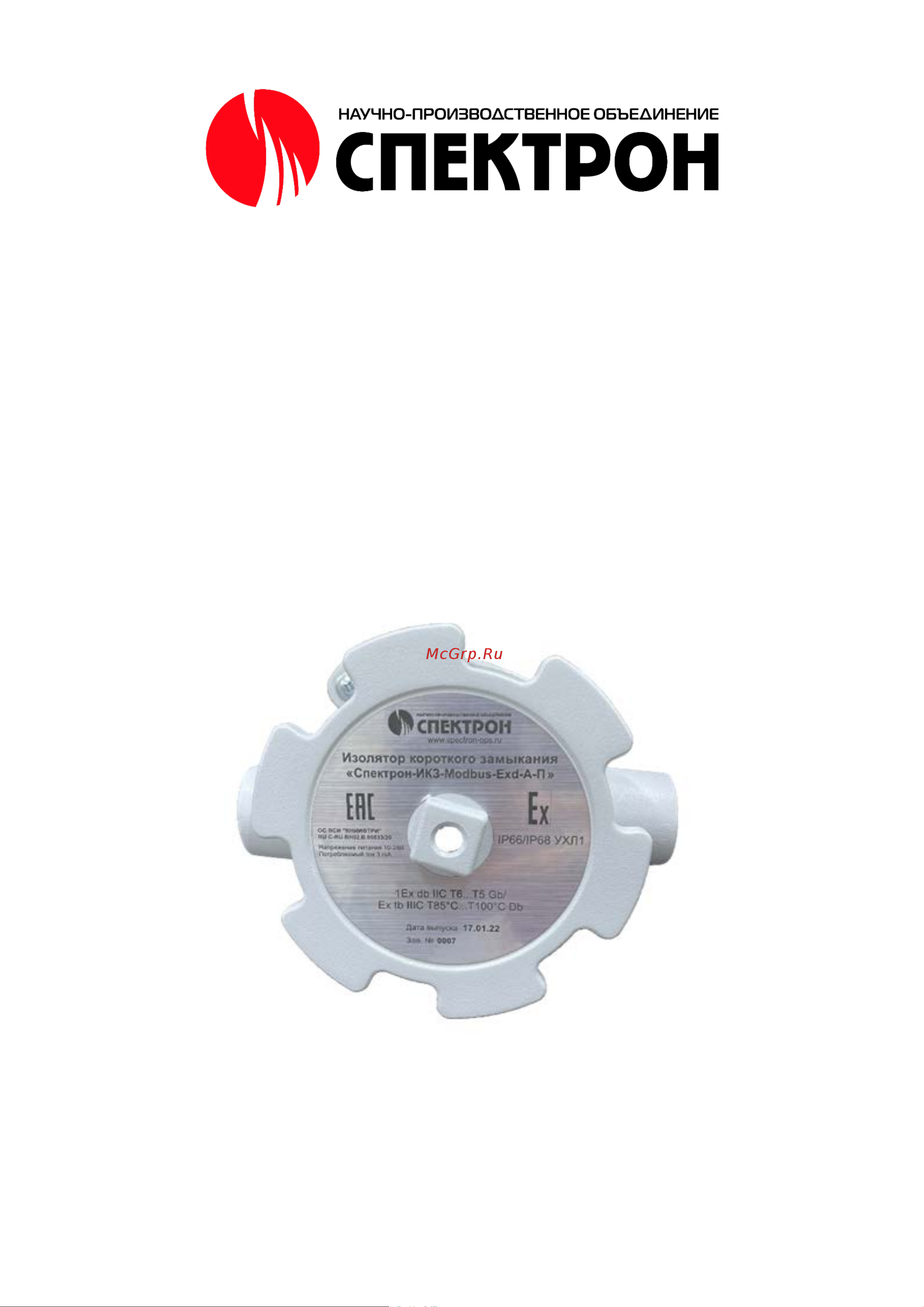 Спектрон ИКЗ Modbus Exd А К Инструкция по эксплуатации онлайн