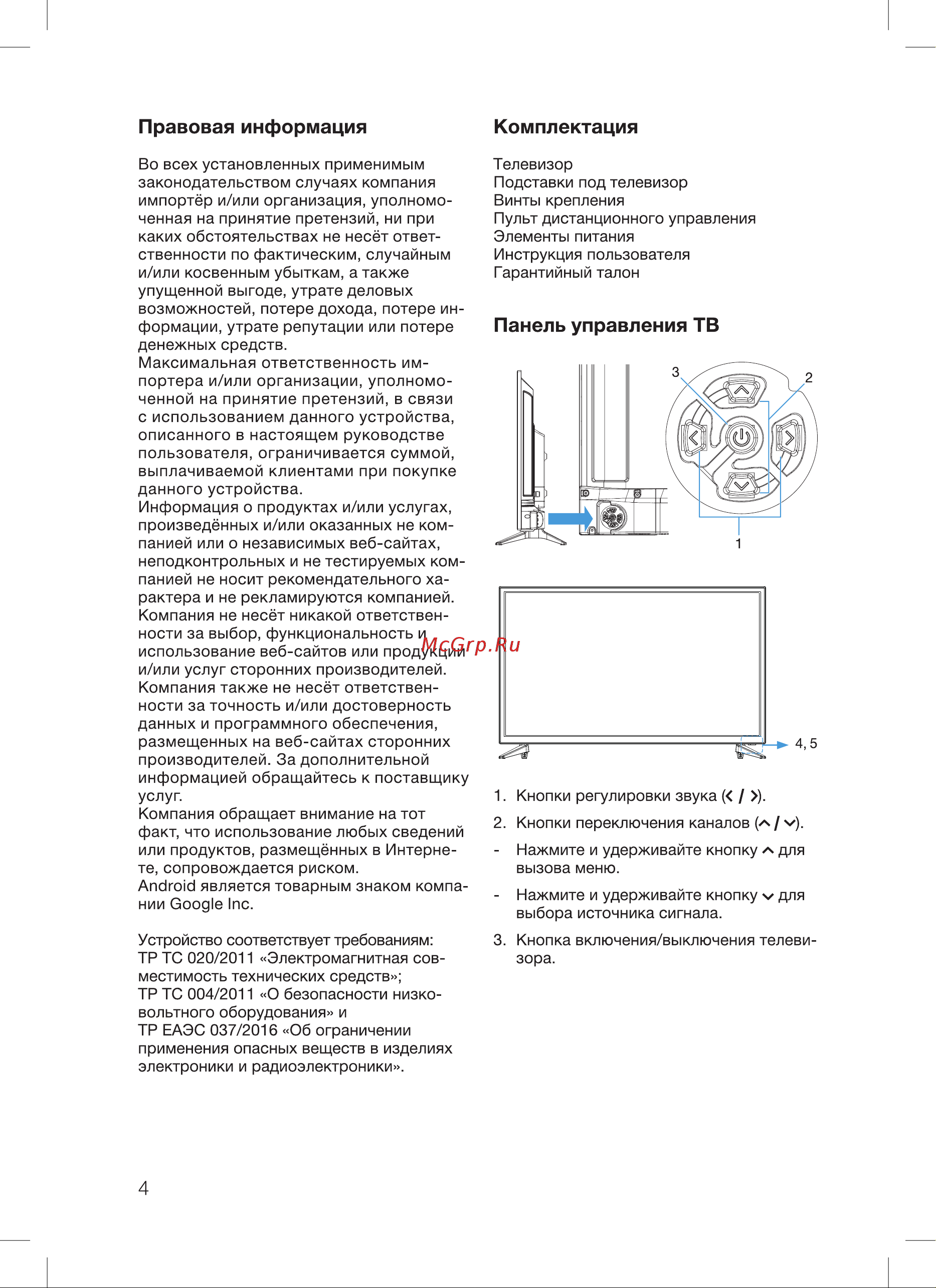 Blackton Bt 4203B [6/32] Панель управления тв