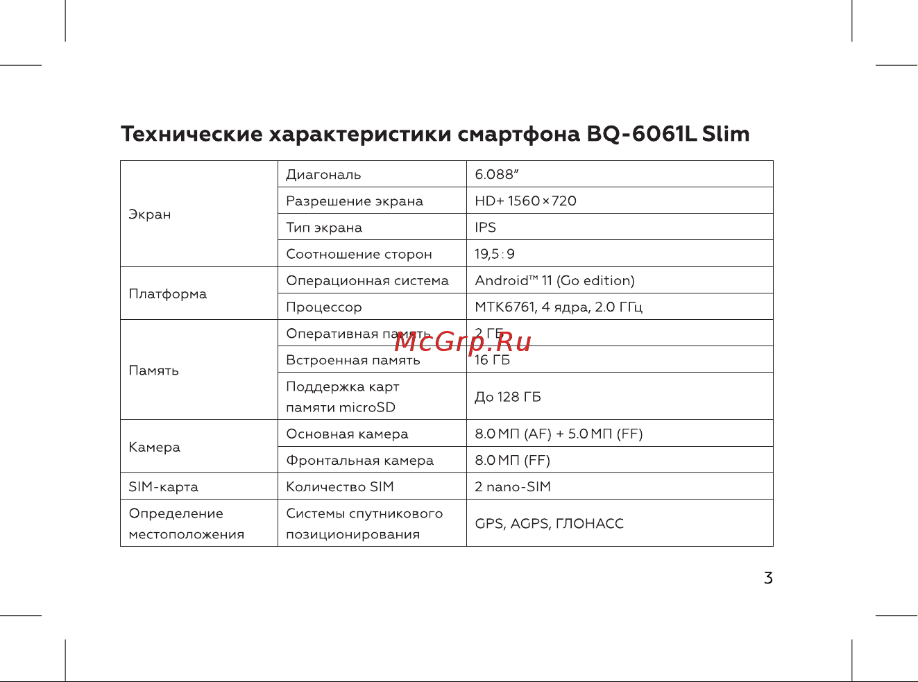 BQ 6061L Slim [5/72] Технические характеристики смартфона bq 6061lslim