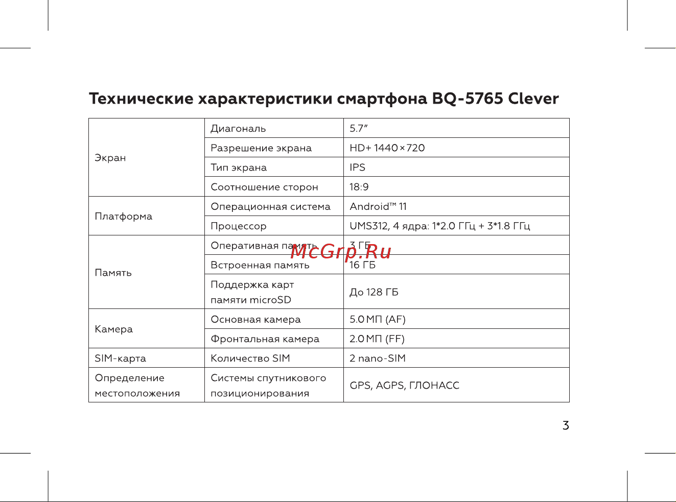 BQ 5765L Clever [5/72] Технические характеристики смартфона bq 5765 clever