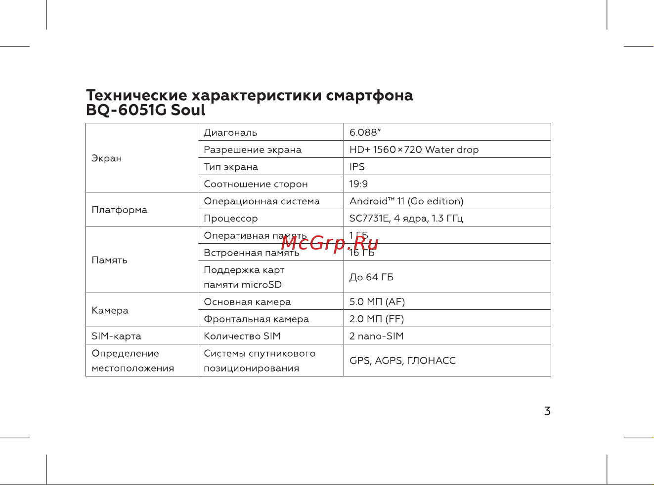 BQ 6051G Soul 1+16 [5/72] Технические характеристики смартфона bq 6051g ...