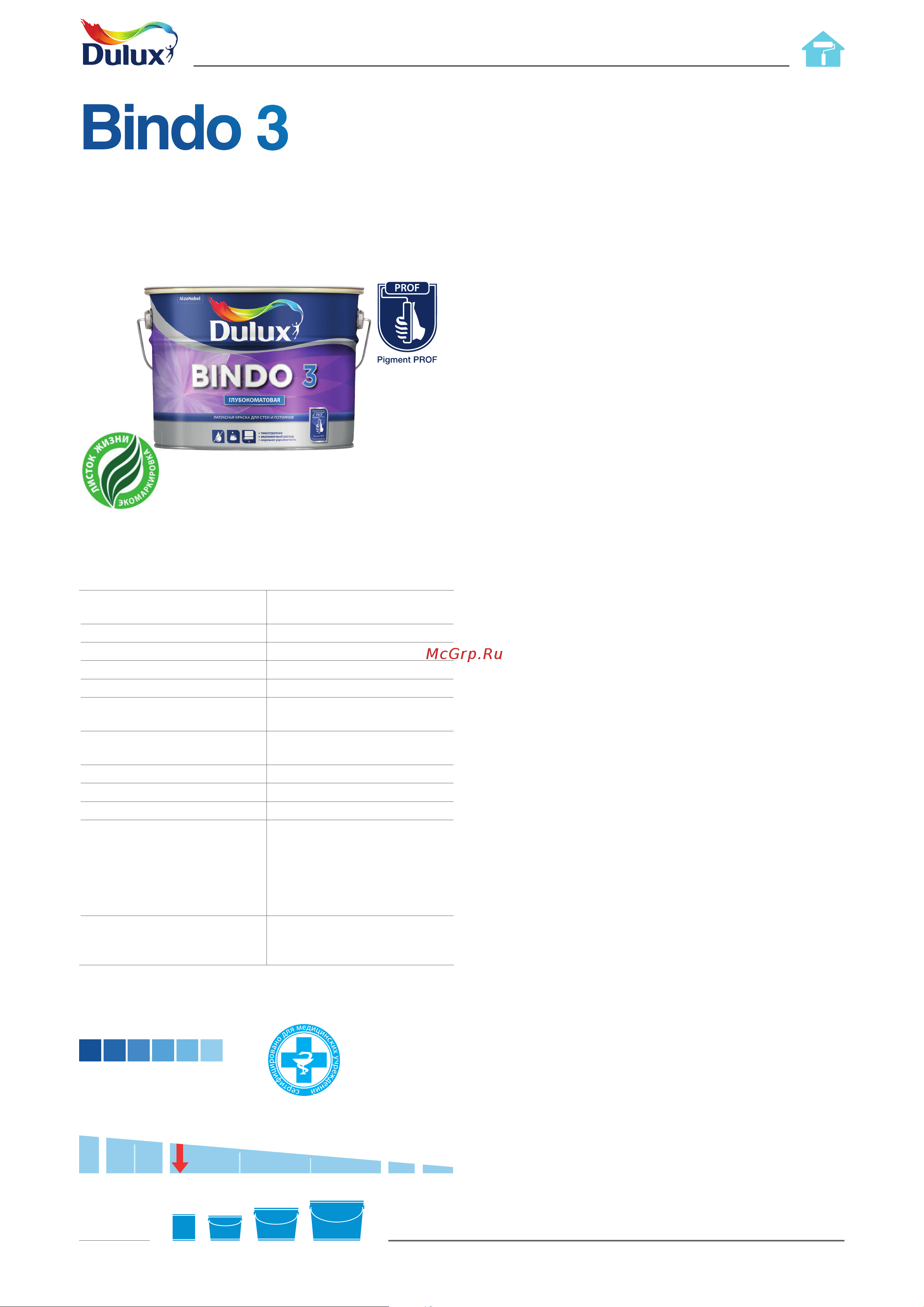DULUX Professional Bindo 3 BW белая 4,5 л Инструкция по эксплуатации онлайн
