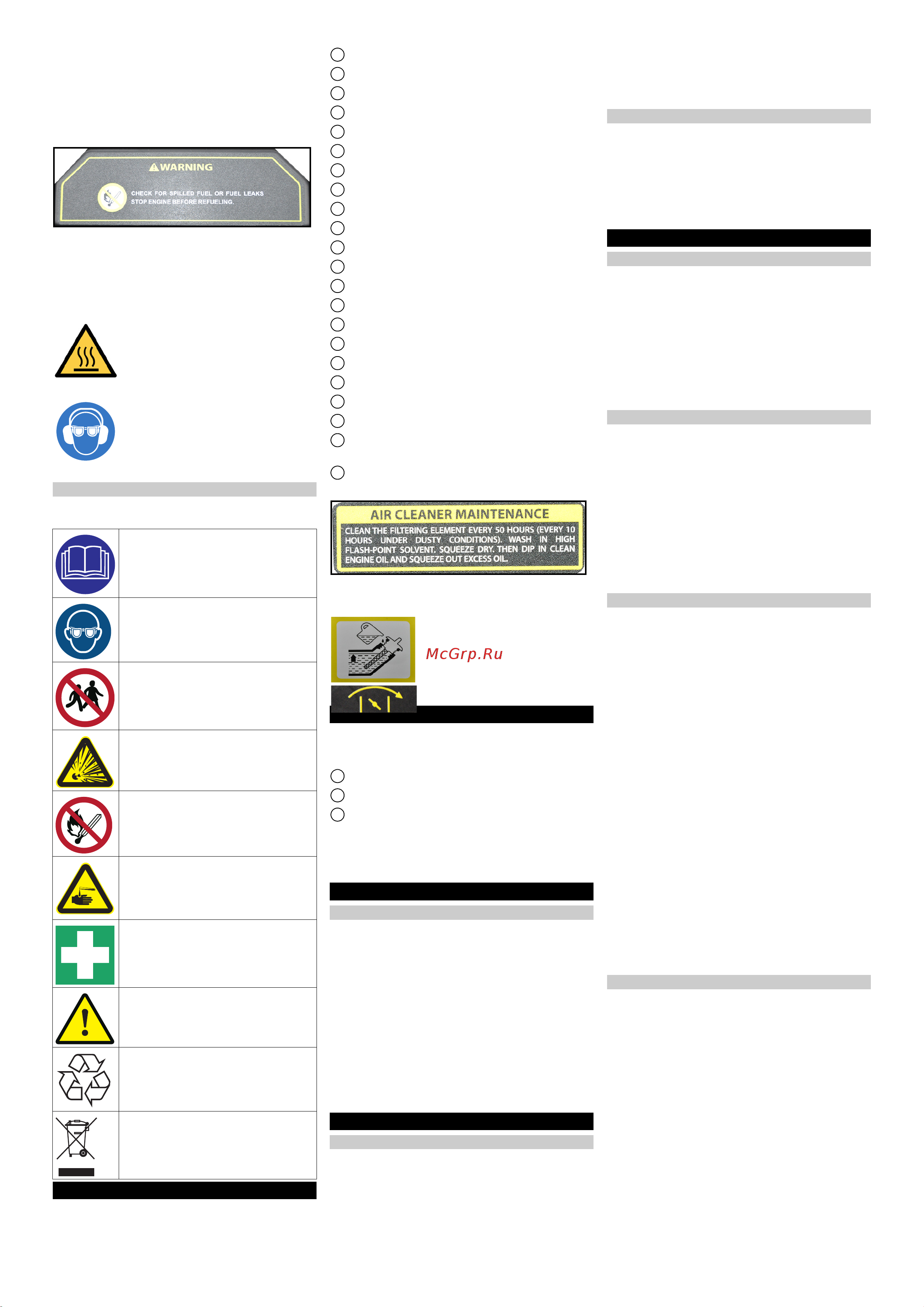 Karcher PGG 8/3 [21/104] Symbolen waarschuwingsinstructies