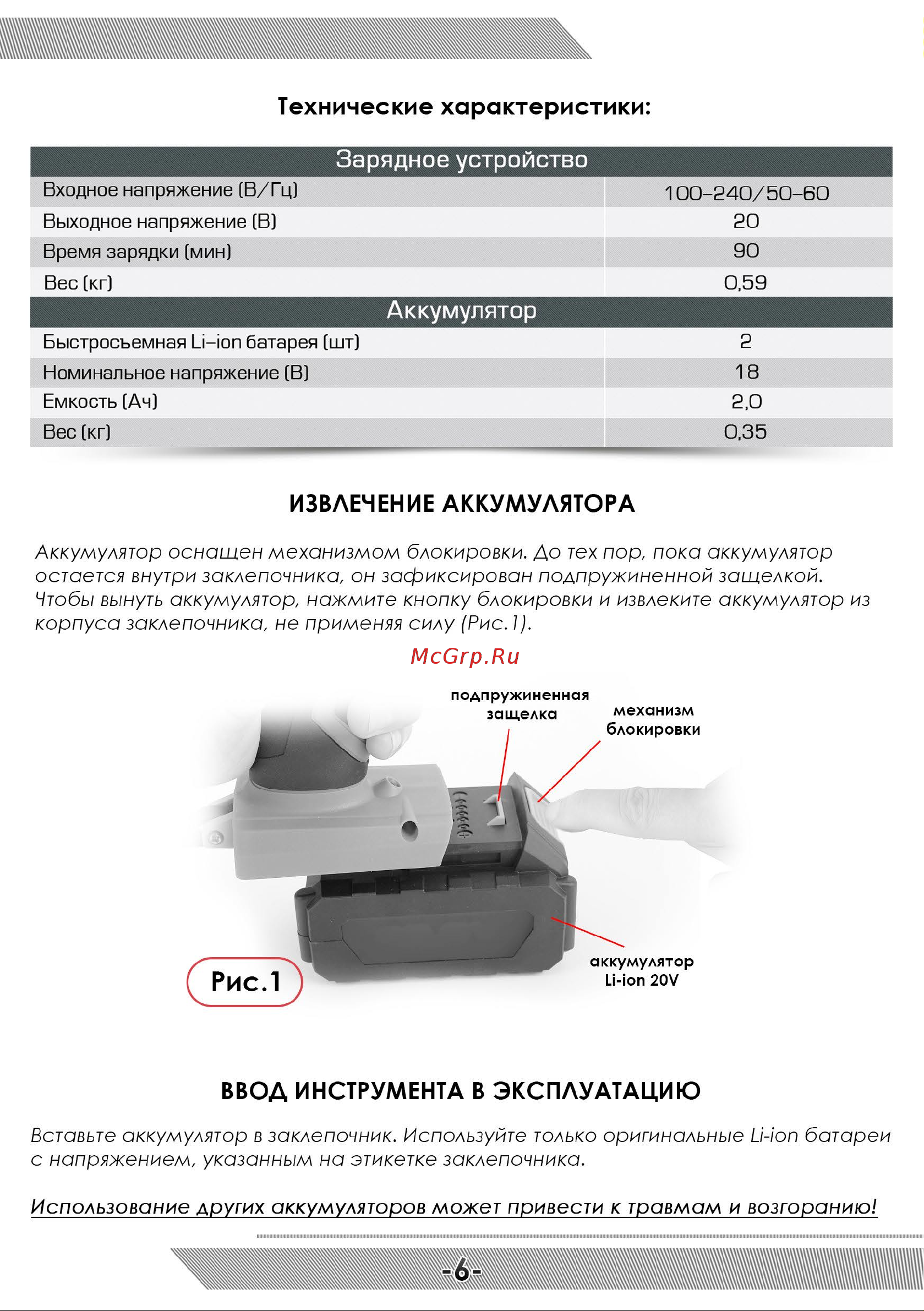 Messer M1000 18В 05-32-065 [7/16] Аккумулятор