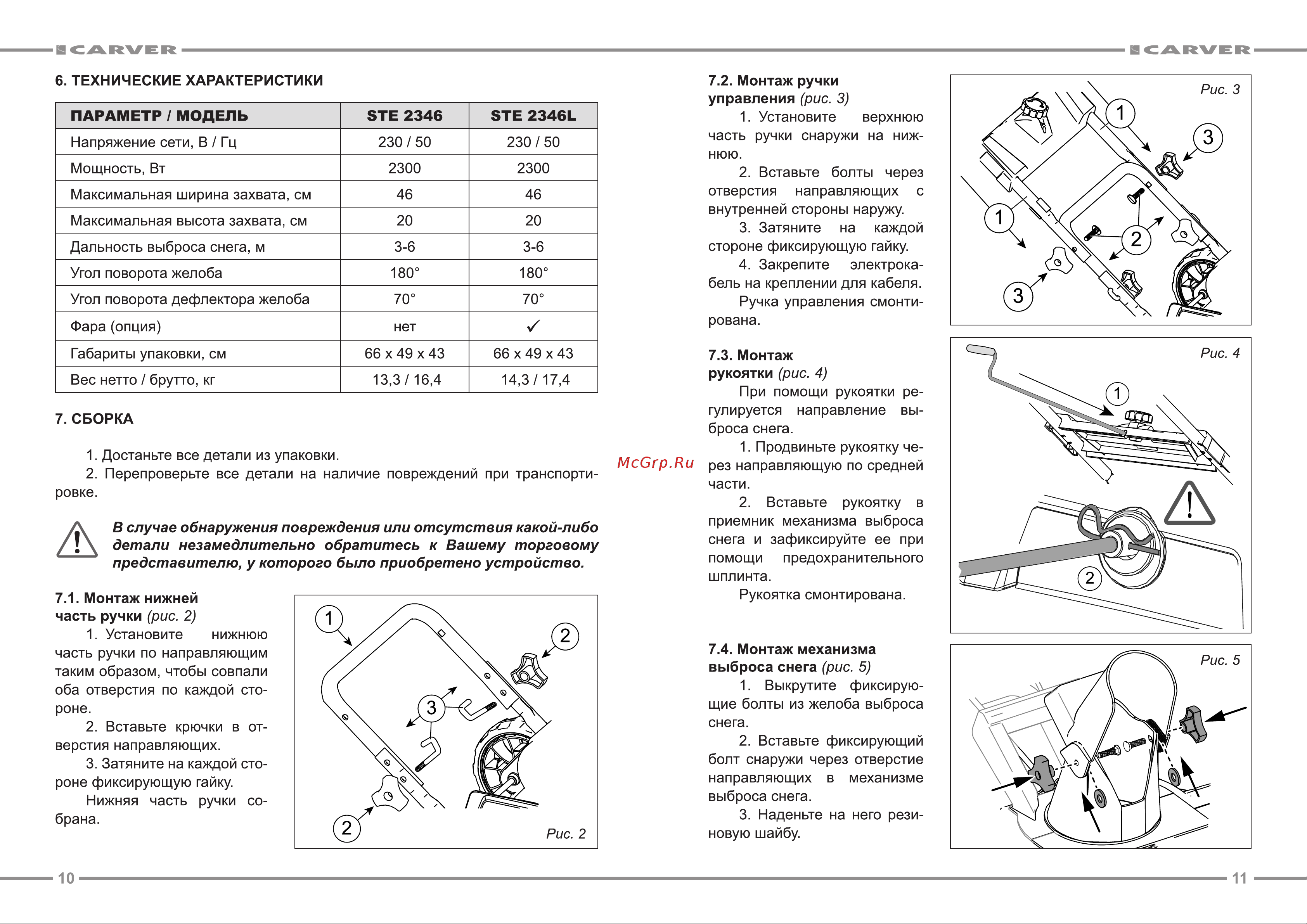 Carver STE 2346L 01.017.00011 [6/9] Параметр модель ste 2346 ste 2346l