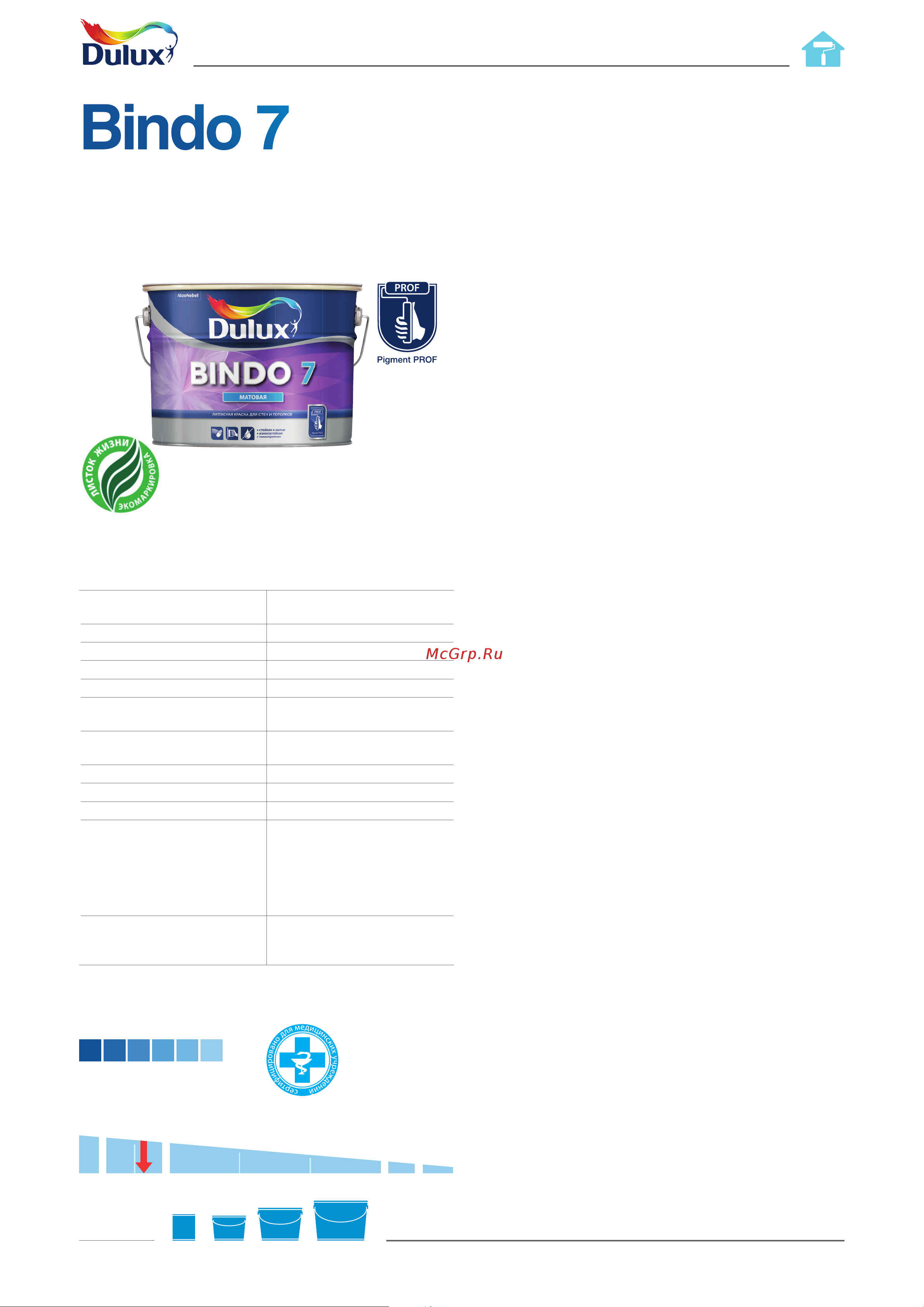 DULUX Professional Bindo 7 BW белая 9 л Инструкция по эксплуатации онлайн