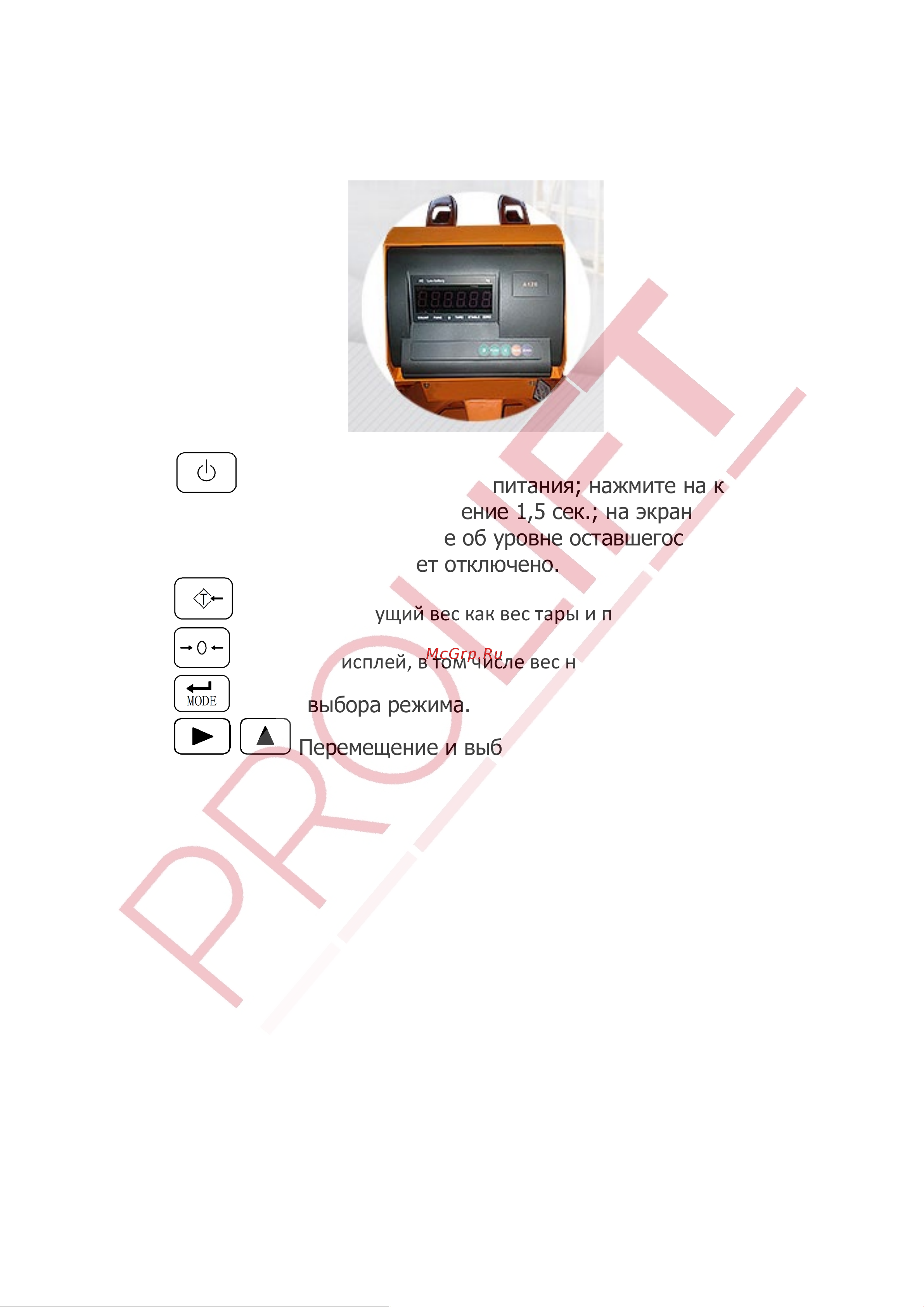 PROLIFT CW20 с весами, вилы 1150х555мм Инструкция по эксплуатации онлайн [5/8] 664728