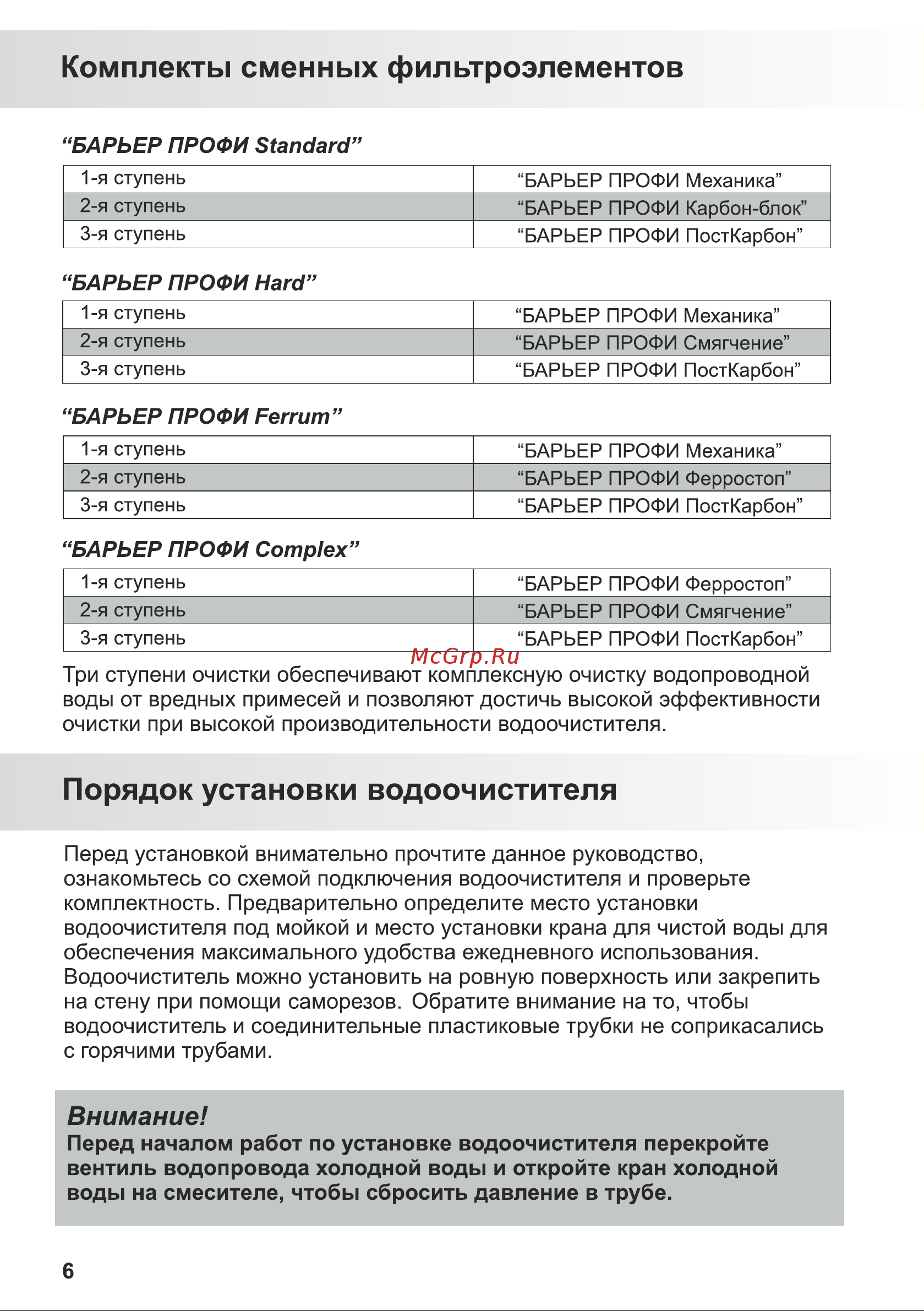 Барьер ПРОФИ Комплекс [8/16] Комплекты сменных фильтроэлементов