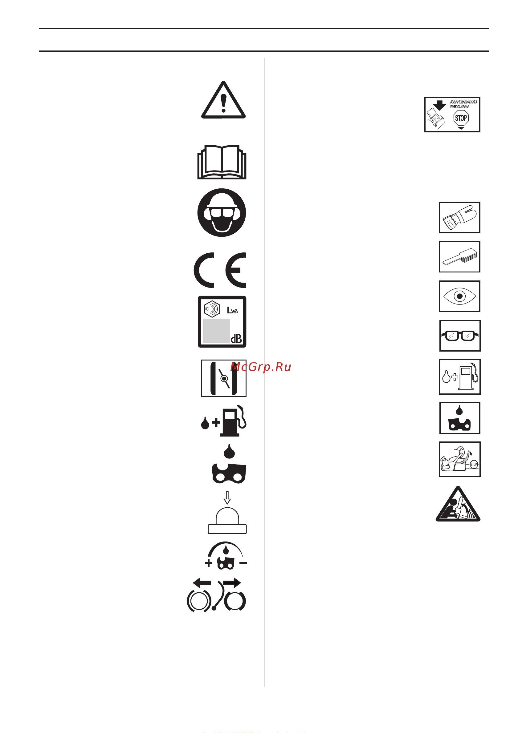 Husqvarna 435 II (9676758-35) [57/388] Symbole wystepujace w instrukcji obstugi