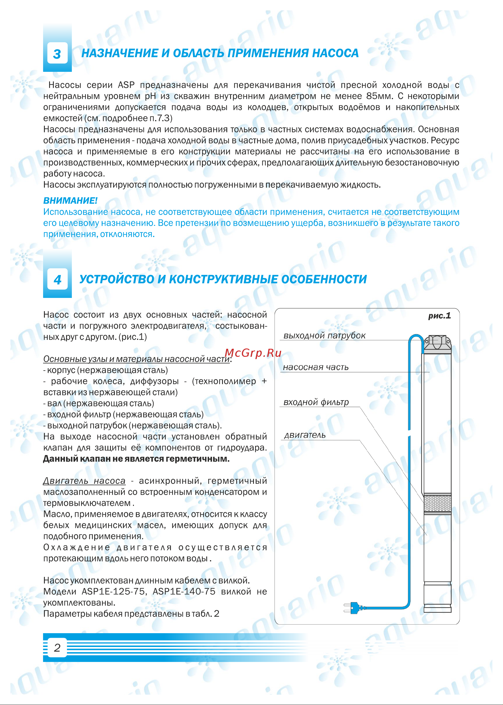 Aquario ASP1E-100-75 3200 [4/16] Устройство и конструктивные особенности