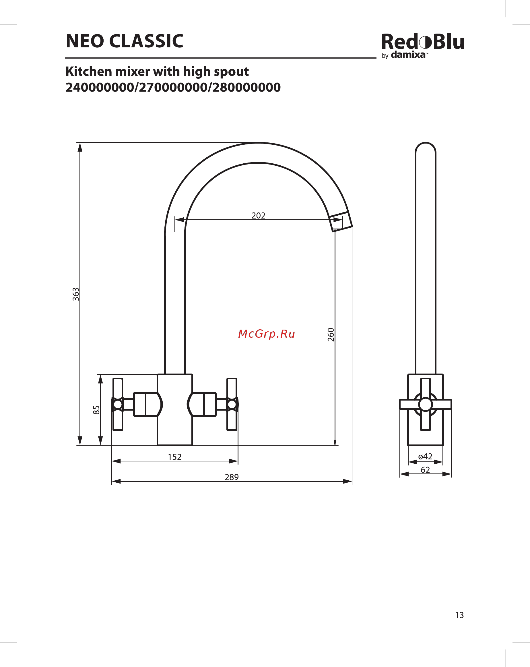Redblu by damixa Neo Classic Graphite 270210000 Инструкция по эксплуатации онлайн [13/24] 844019
