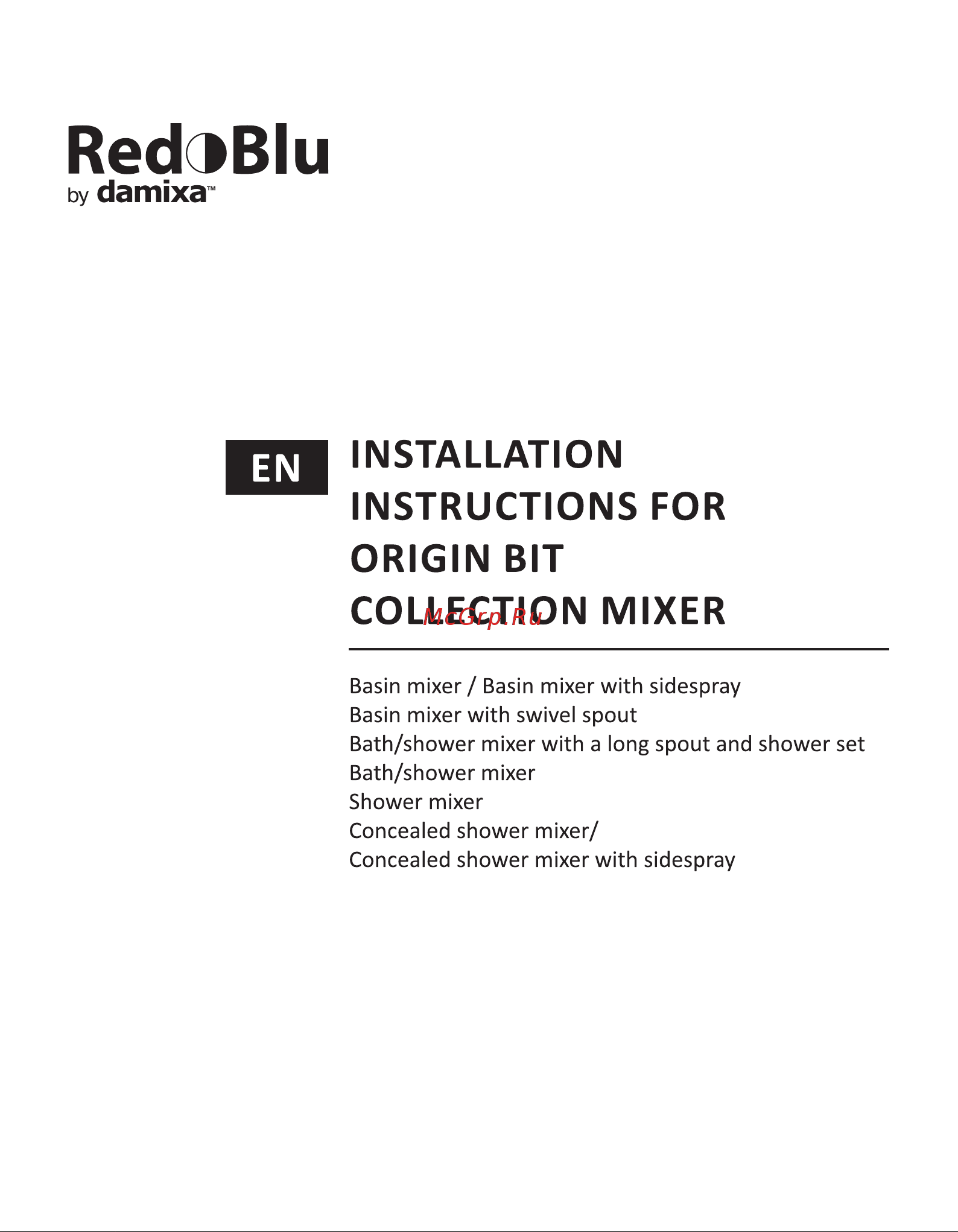 Damixa RedBlu Origin Bit 770220000 Инструкция по эксплуатации онлайн [10/27] 666744