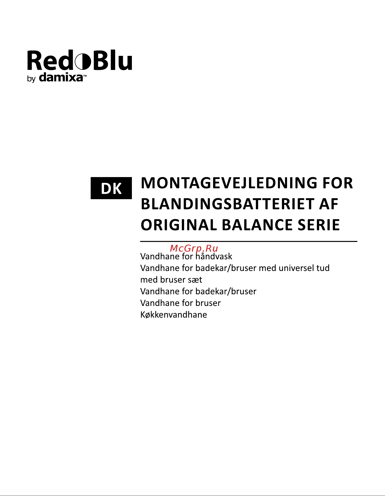Damixa RedBlu Origin Balance 790730000 Инструкция по эксплуатации онлайн [15/24] 666764