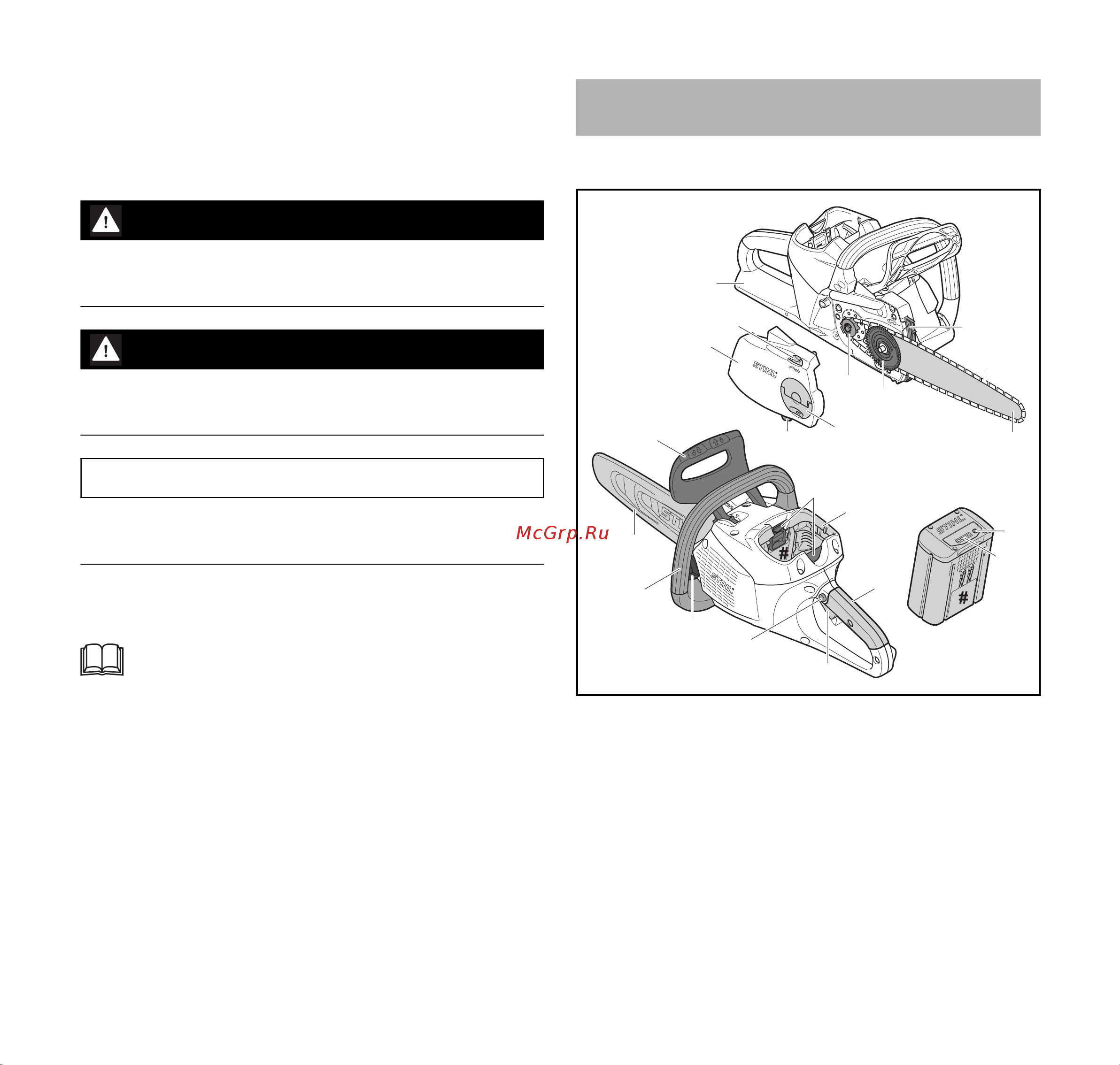 Stihl MSA 200 C-BQ (12512000142) [5/472] Označavanje upozornih uputa u tekstu
