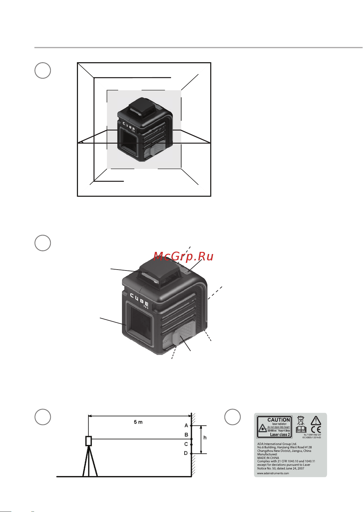 Ada : лазерный уровень Cube 360 Basic Edition + дальномер Cosmo MINI + штатив LIFT 34 + рулетка RubTape 5 А00548 Инструкция по эксплуатации онлайн [20/36] 814940