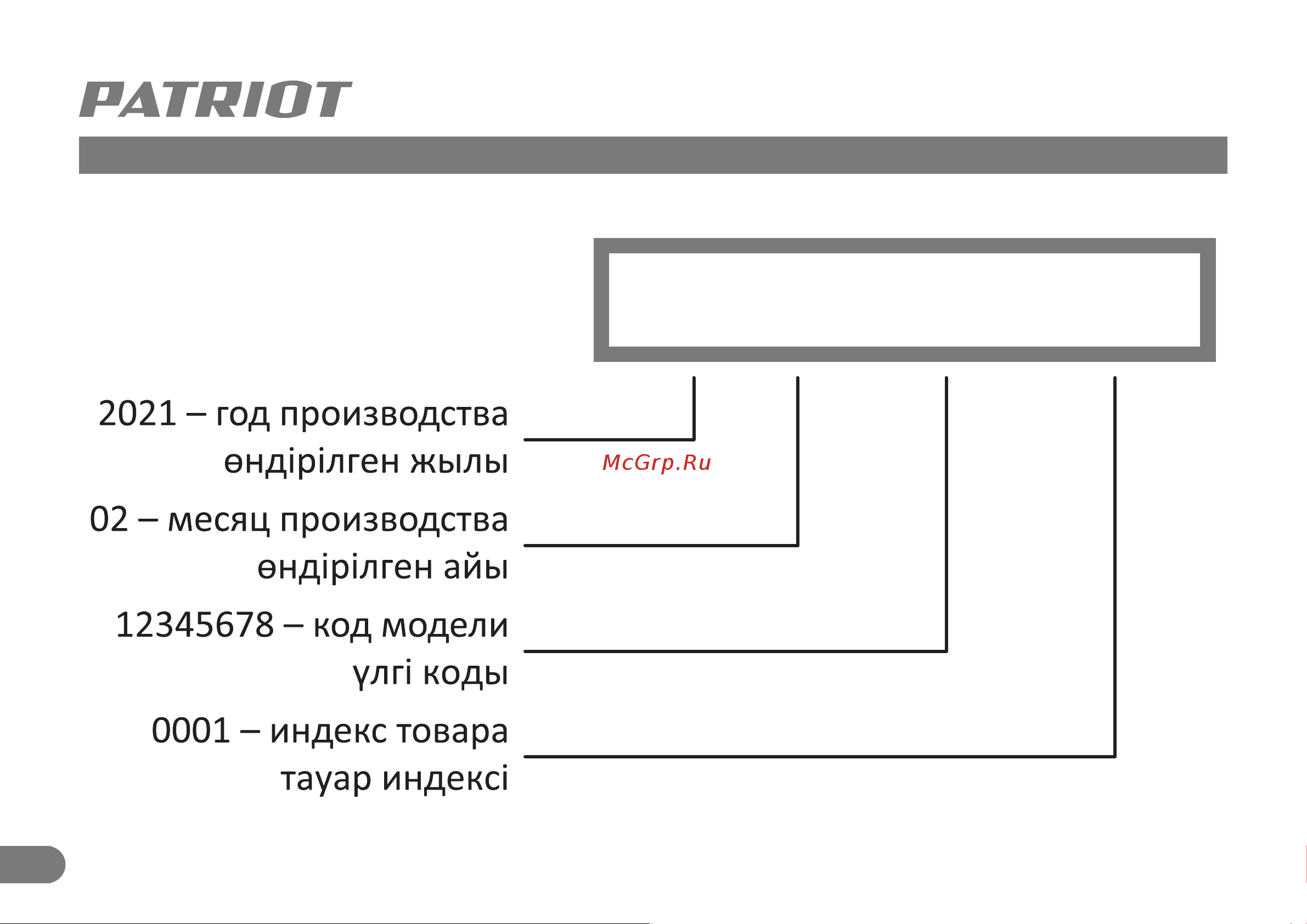 Patriot PT 46 [27/27] Расшифровка серийного номера