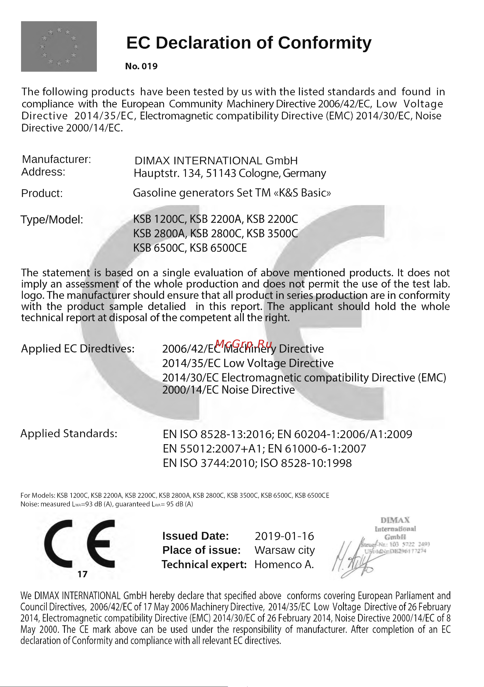 Konner&sohnen KSB 6500C Инструкция по эксплуатации онлайн [23/24] 669391