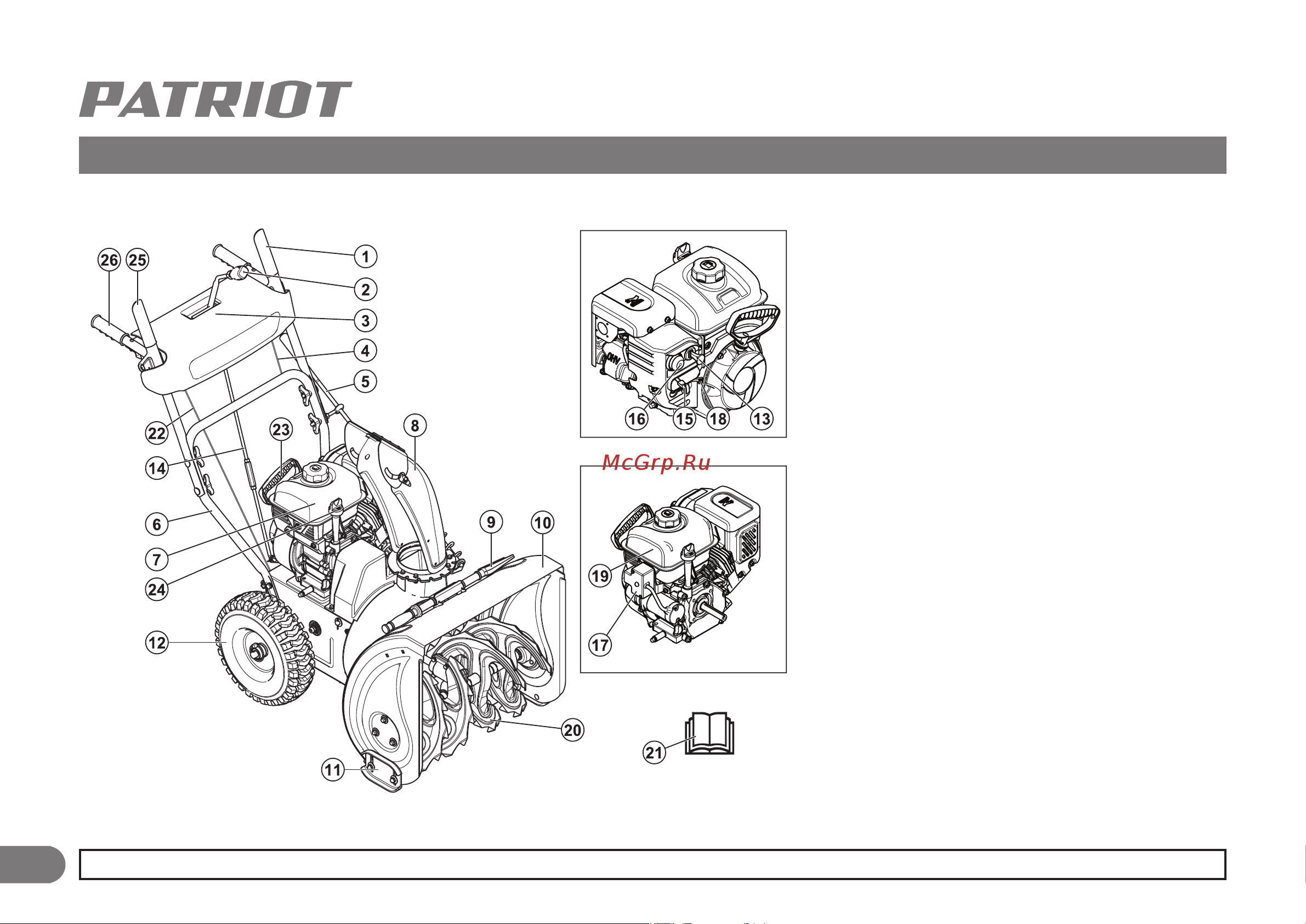 Patriot PRO 750 (426108405) [6/28] Устройство бензинового снегоуборщика