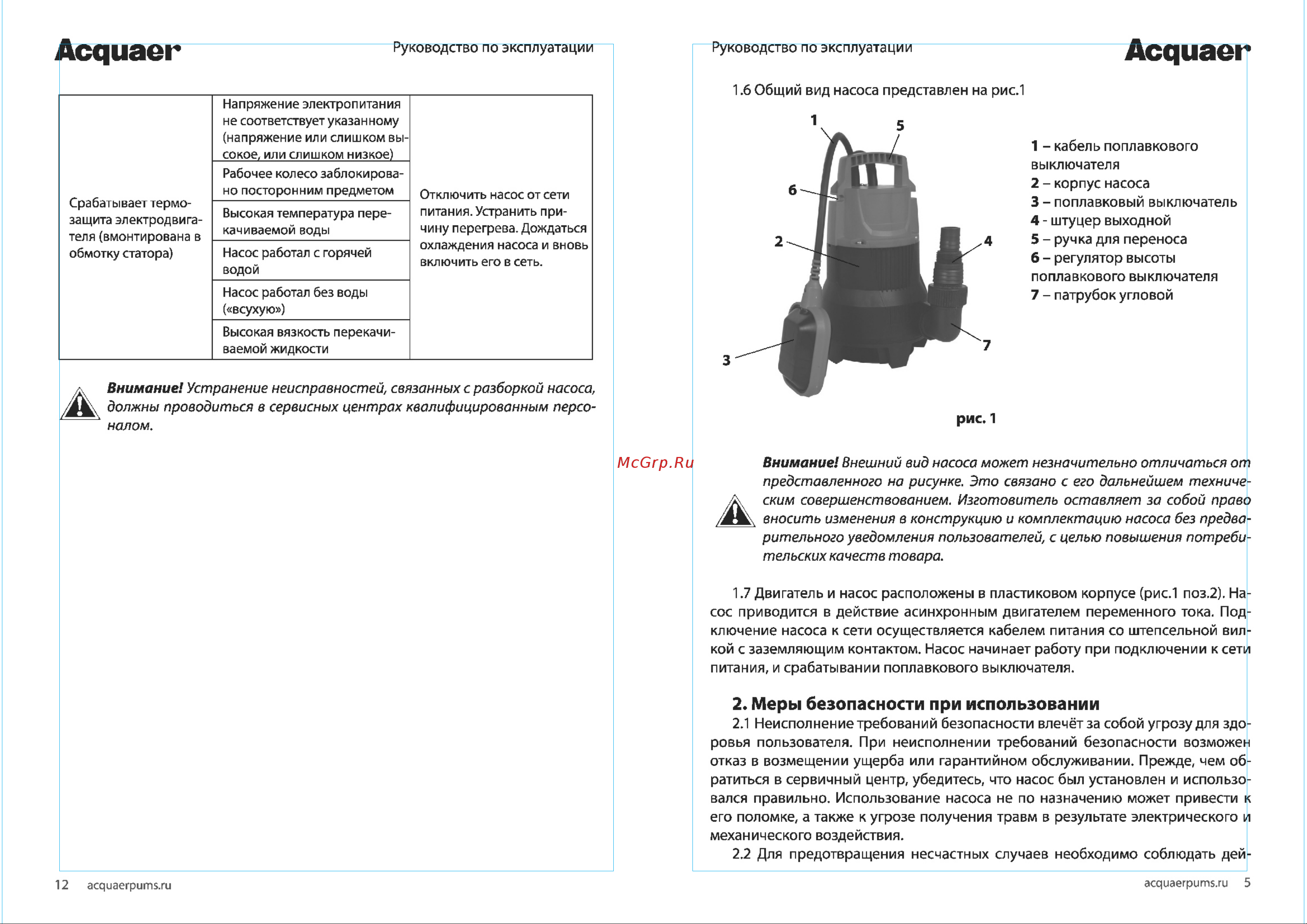 Acquaer RGSM-550PSW (7.5.81) Инструкция по эксплуатации онлайн [5/8] 669798