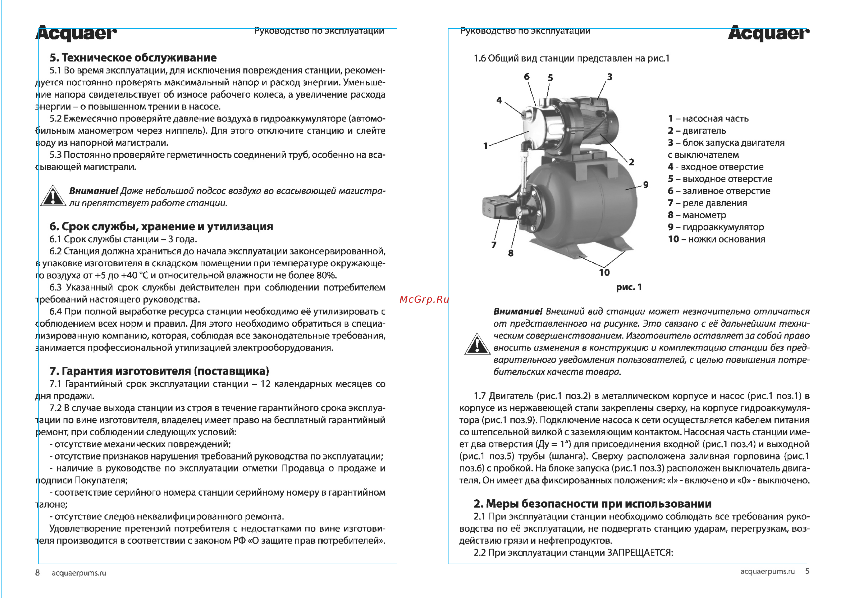 Acquaer RGJ-800PA (7.5.152) Инструкция по эксплуатации онлайн [5/6] 669803