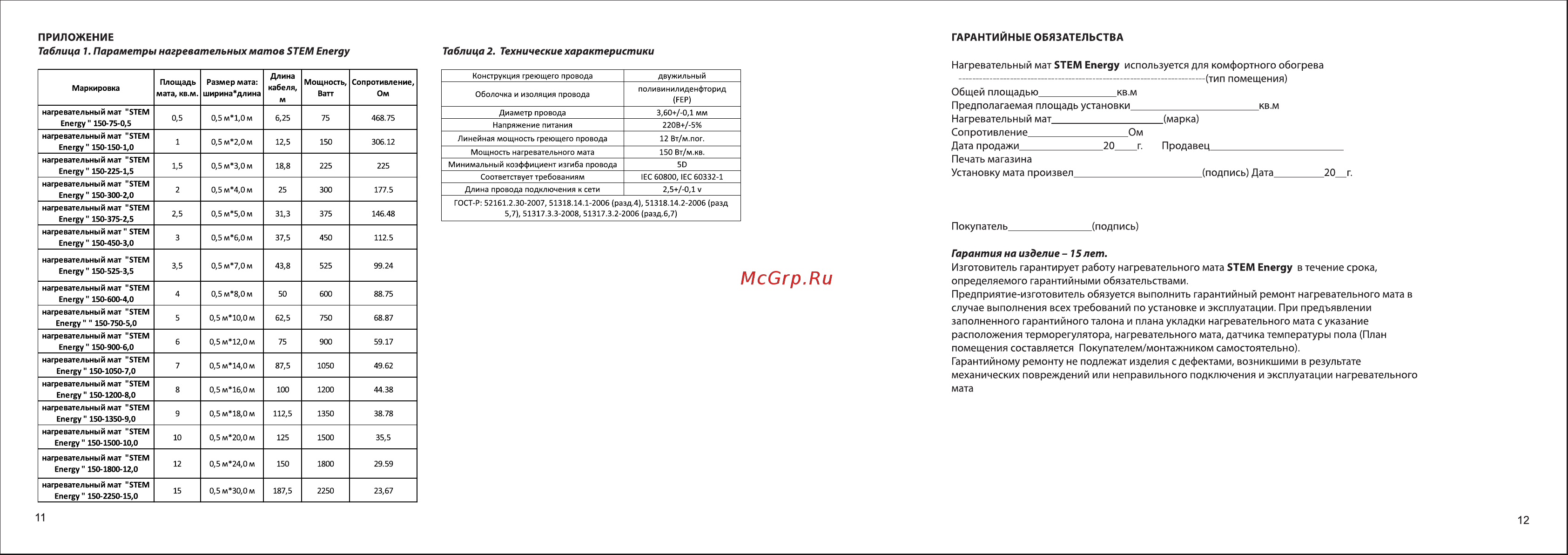 Stem energy 150-1200-8.0, комплект НАГ053 [6/6] Гарантия на изделие 15 лет
