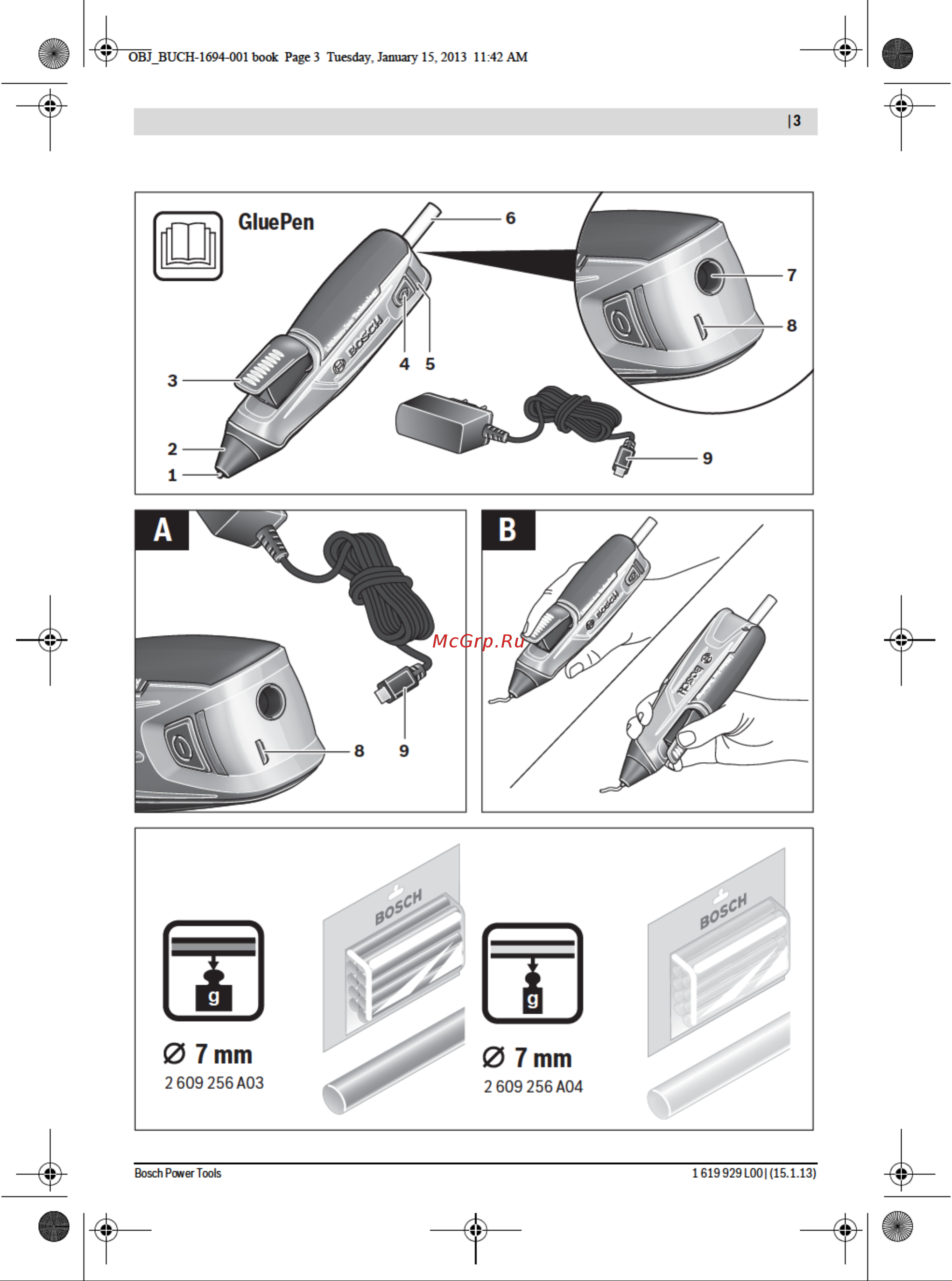Bosch GluePen (06032A2020) Инструкция по эксплуатации онлайн [3/14] 671960