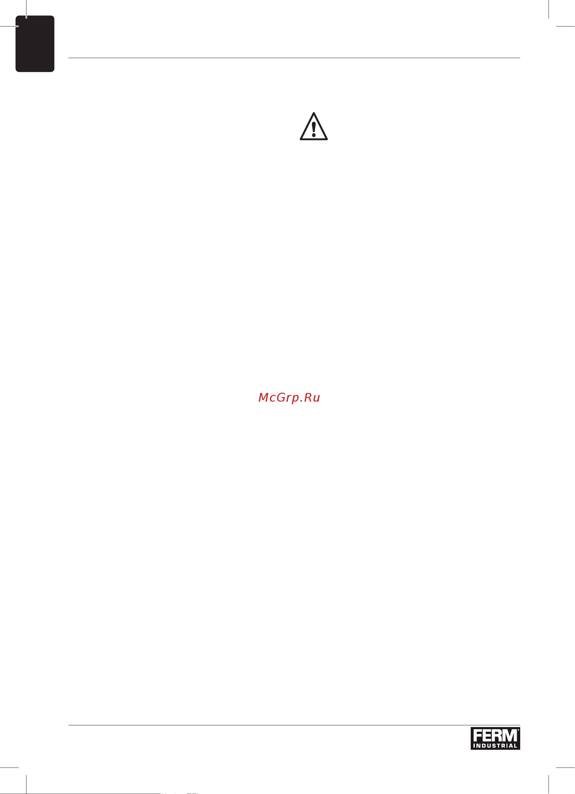 FERM AGM1115P [6/156] Additional safety warnings specific for abrasive cutting off operations