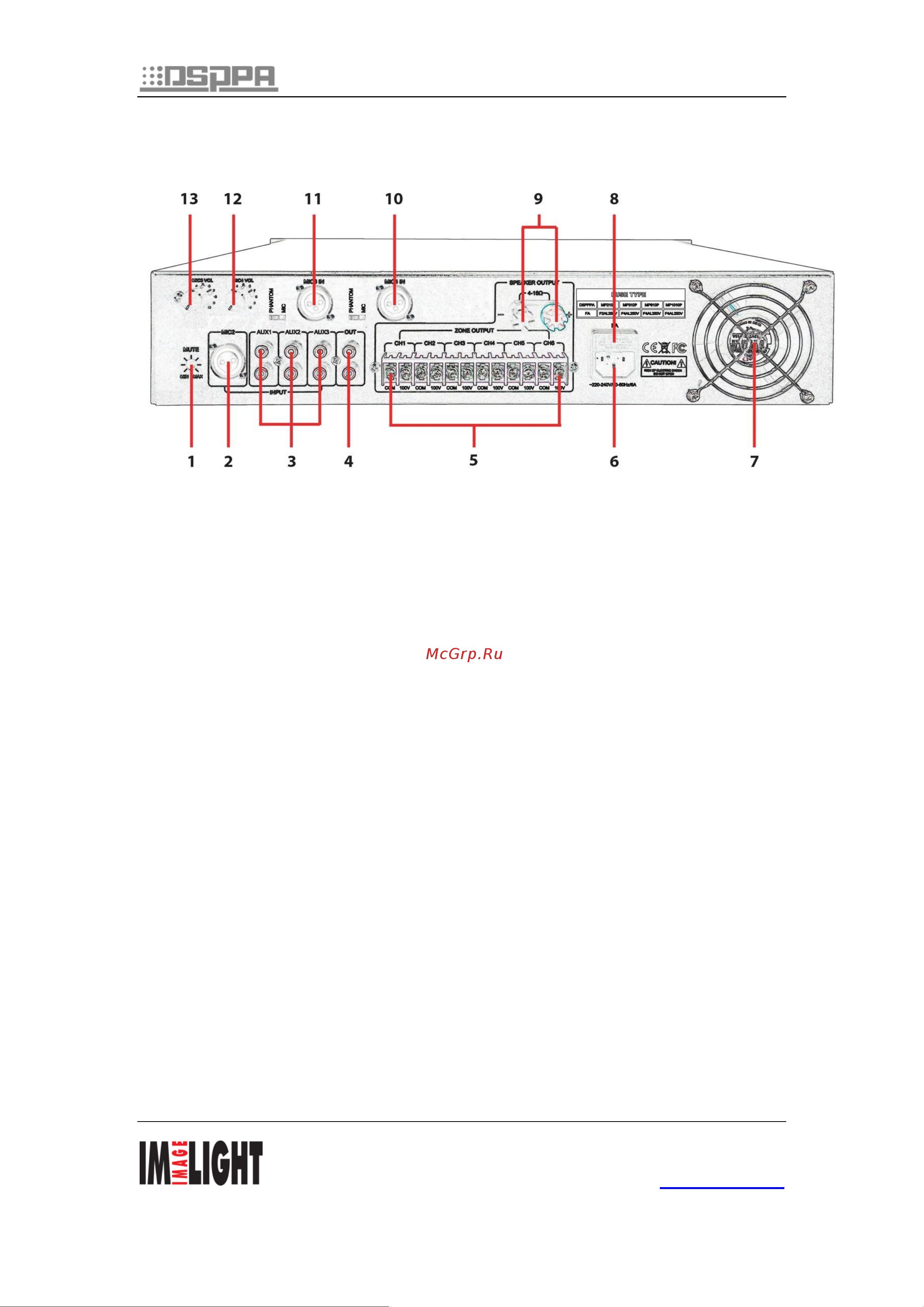 Dsppa MP-310P [5/8] Задняя панель