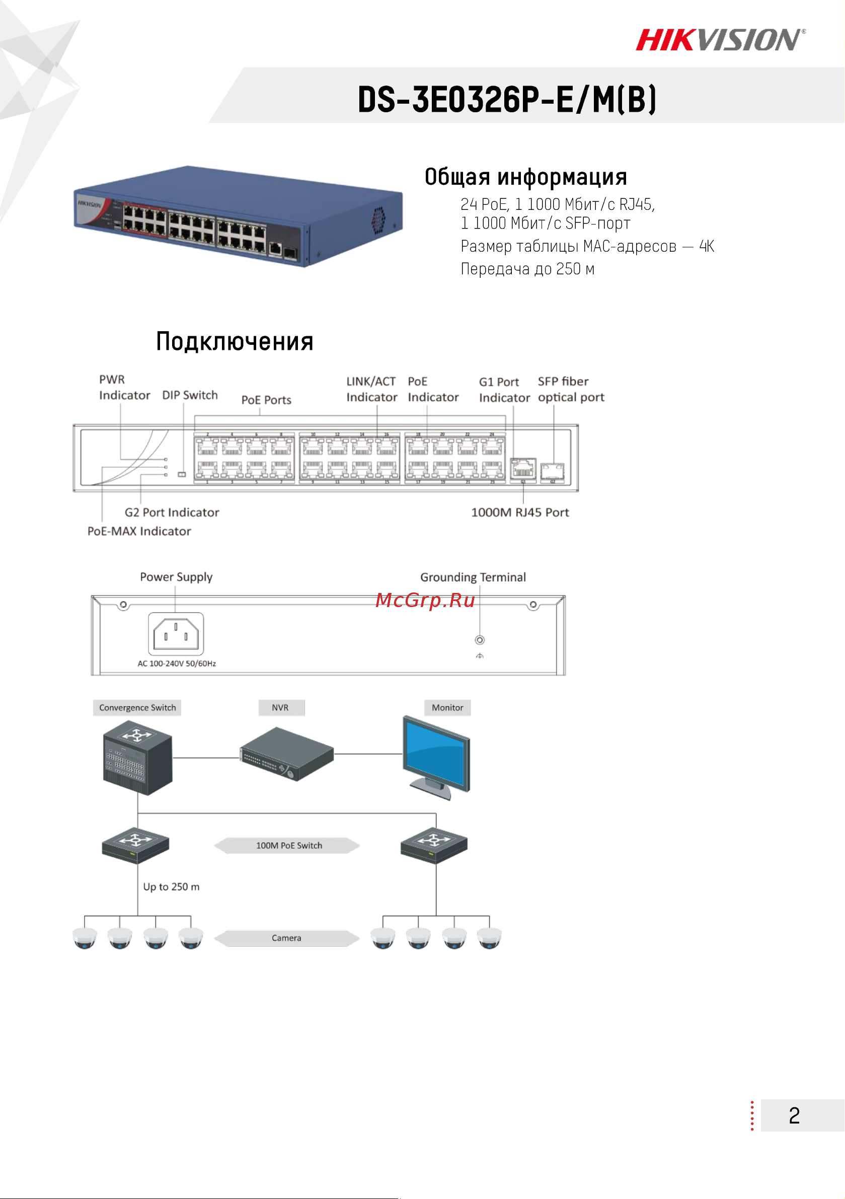 Hikvision DS-3E0326P-E/M(B) Инструкция по эксплуатации онлайн [2/4] 674637