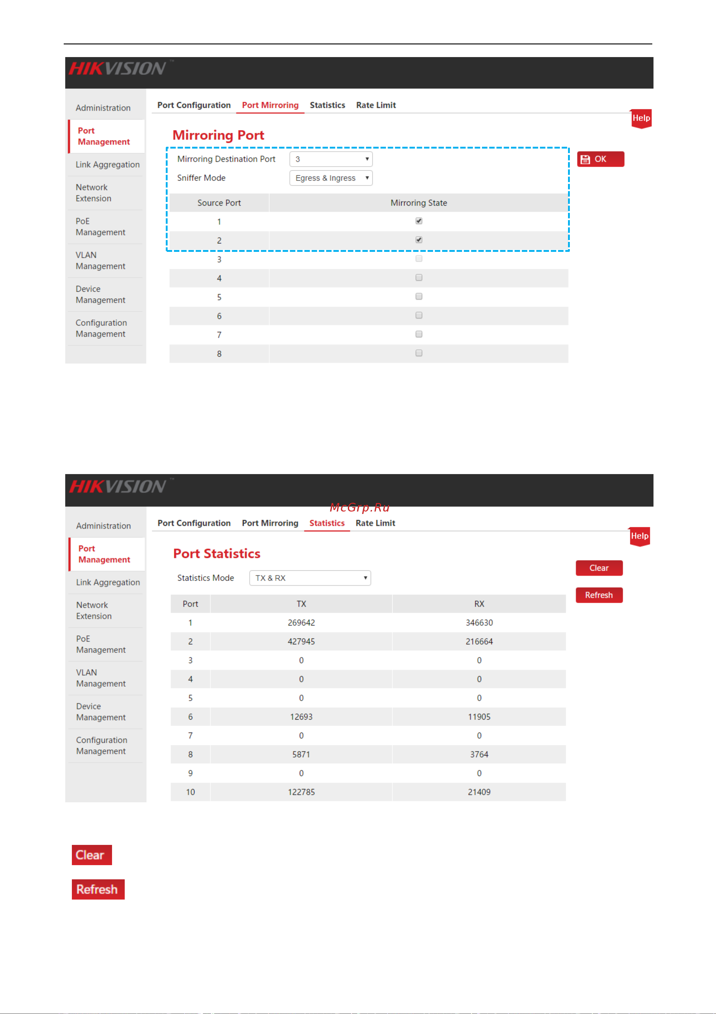 Hikvision DS-3E1326P-E [26/85] Статистика порта port statistics