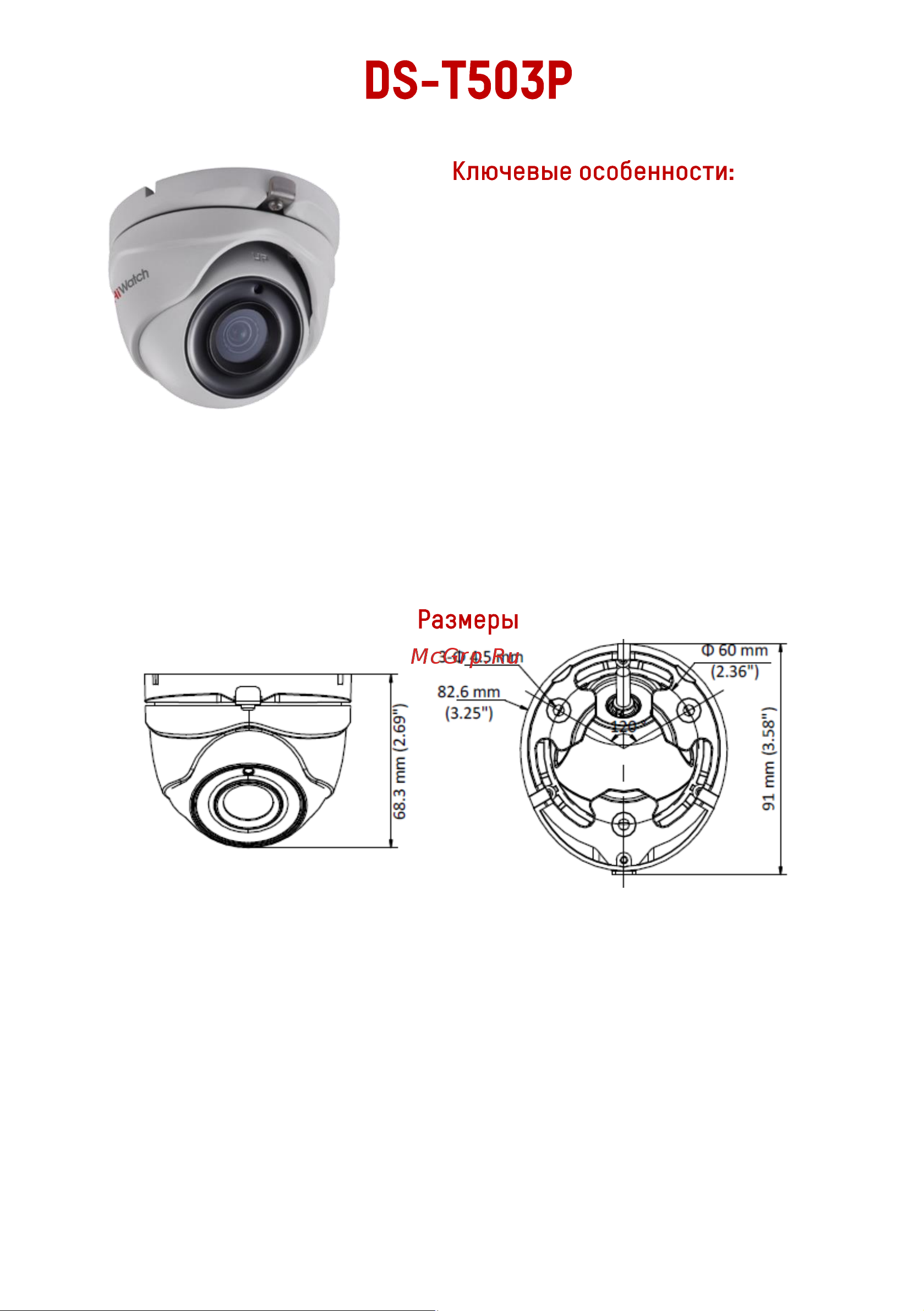 HiWatch DS-T503P (3.6 mm) Спецификация онлайн [2/4] 674904