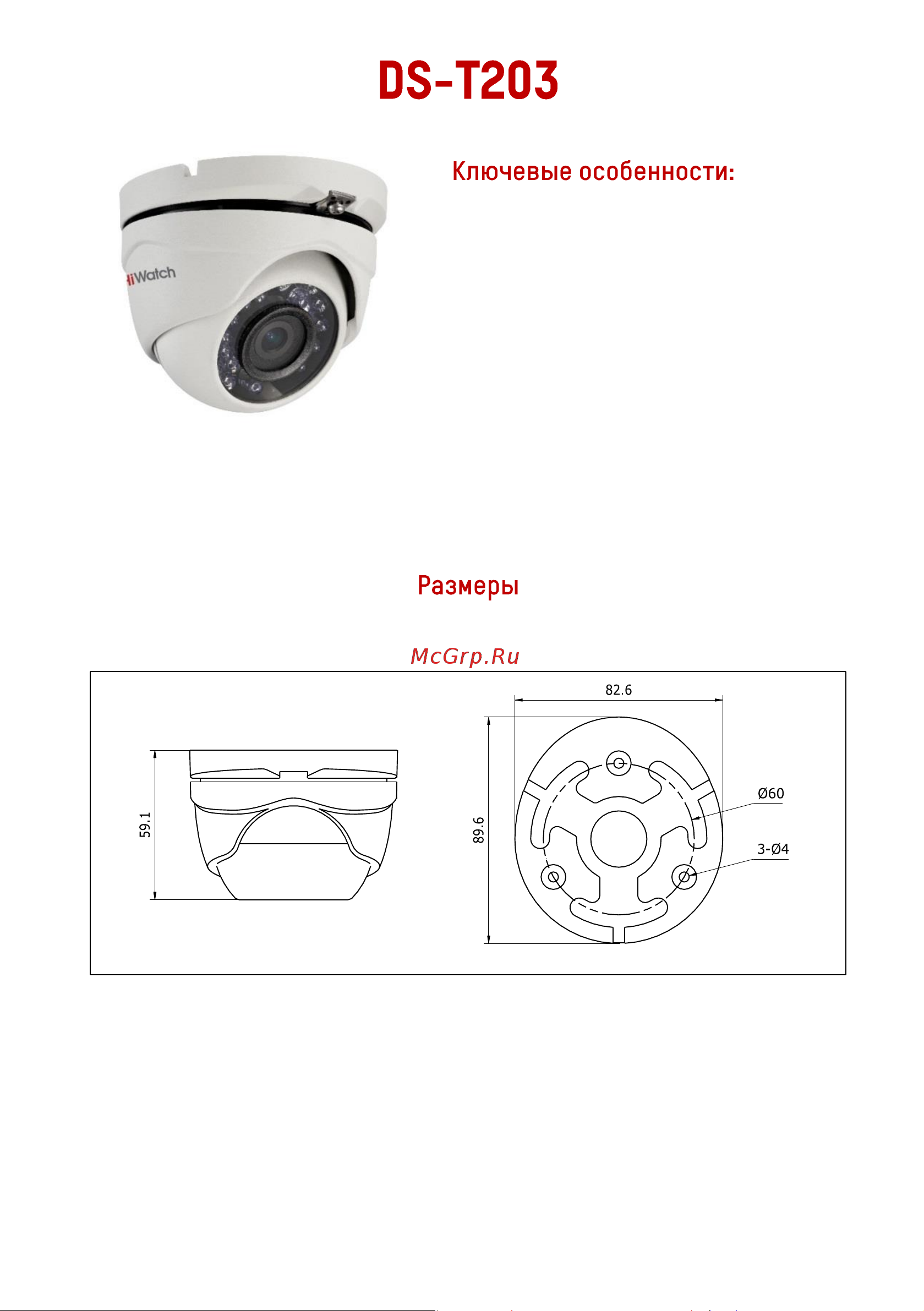 HiWatch DS-T203 (2.8 mm) Спецификация онлайн [2/4] 674897