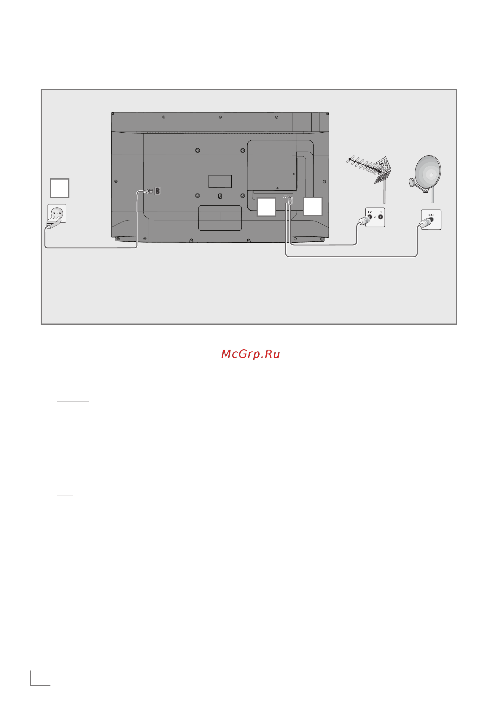 Grundig 50GGU7900B [10/124] Подсоединение антенны и кабеля питания
