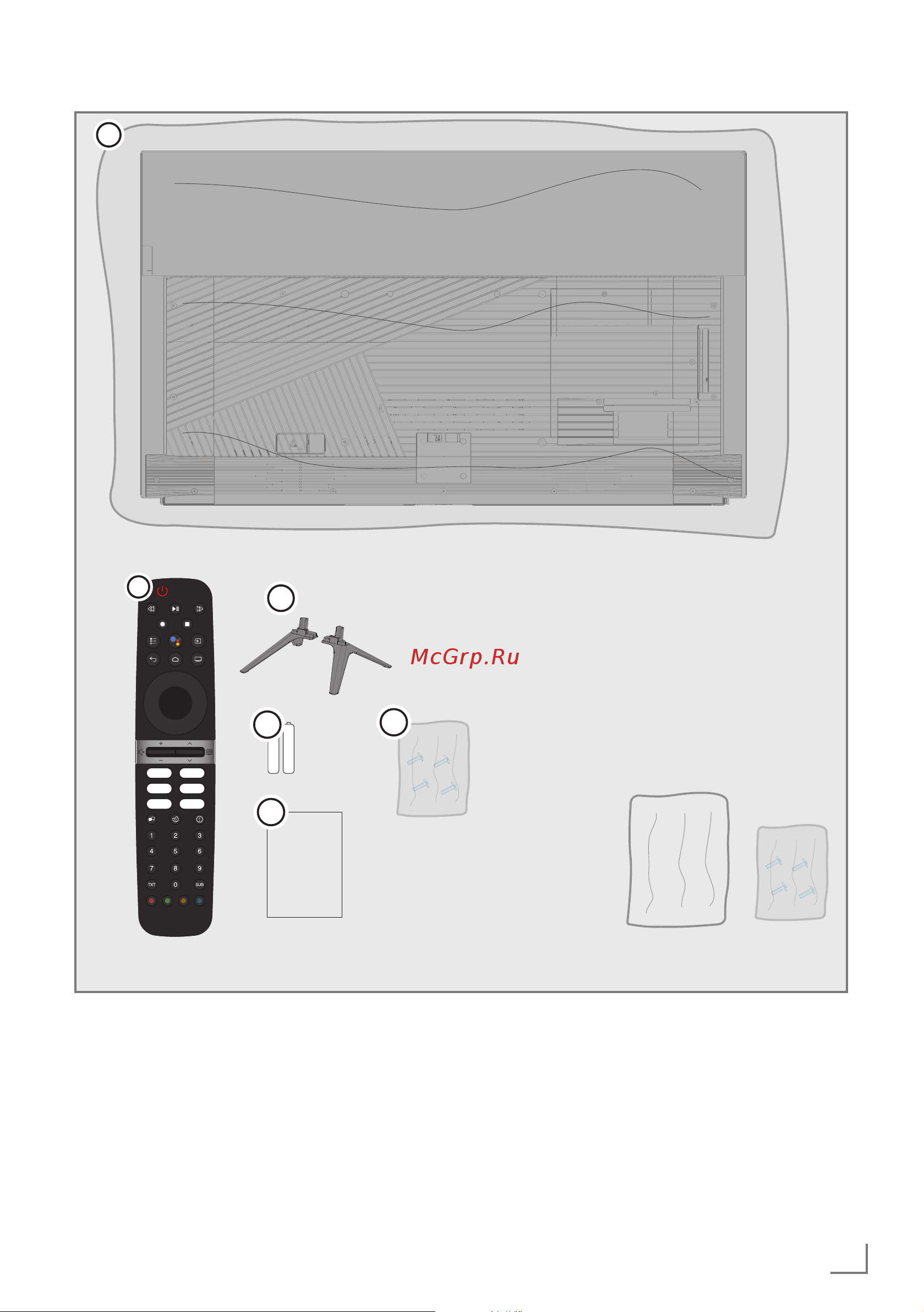 Grundig 55OLEDGG970B [9/124] Содержимое упаковки