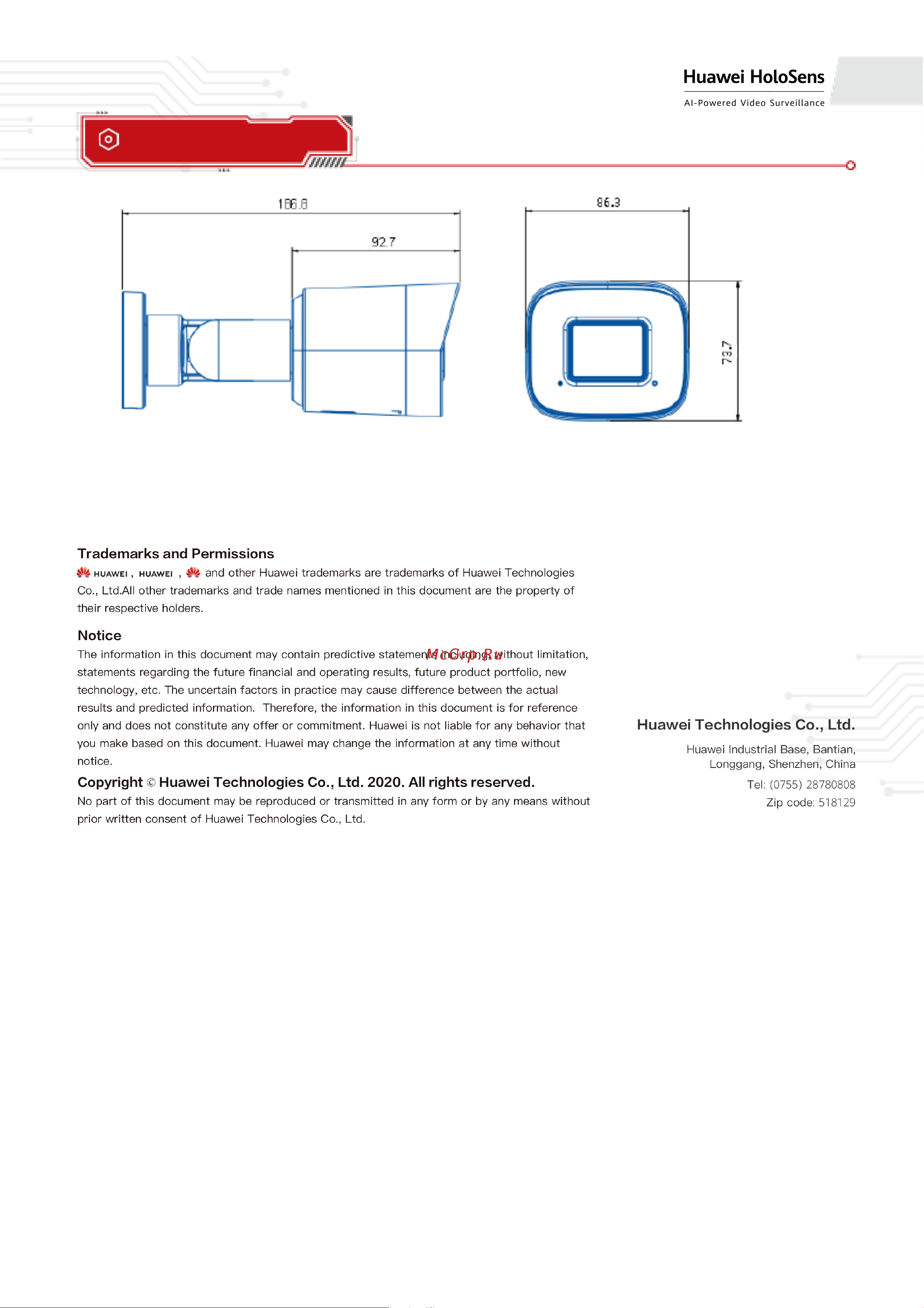 Huawei D2020-10-I-P (3.6mm) [4/4] Dimensions
