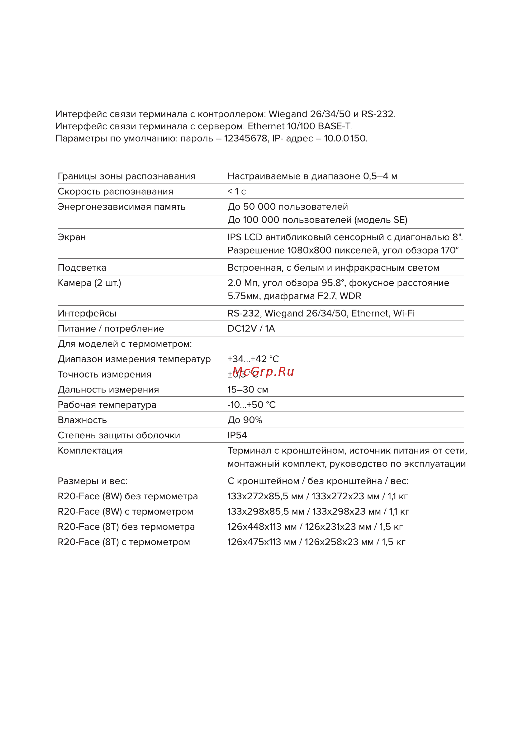 Rusguard R20-Face (8T) Thermometer Руководство по эксплуатации онлайн [3/16] 675725