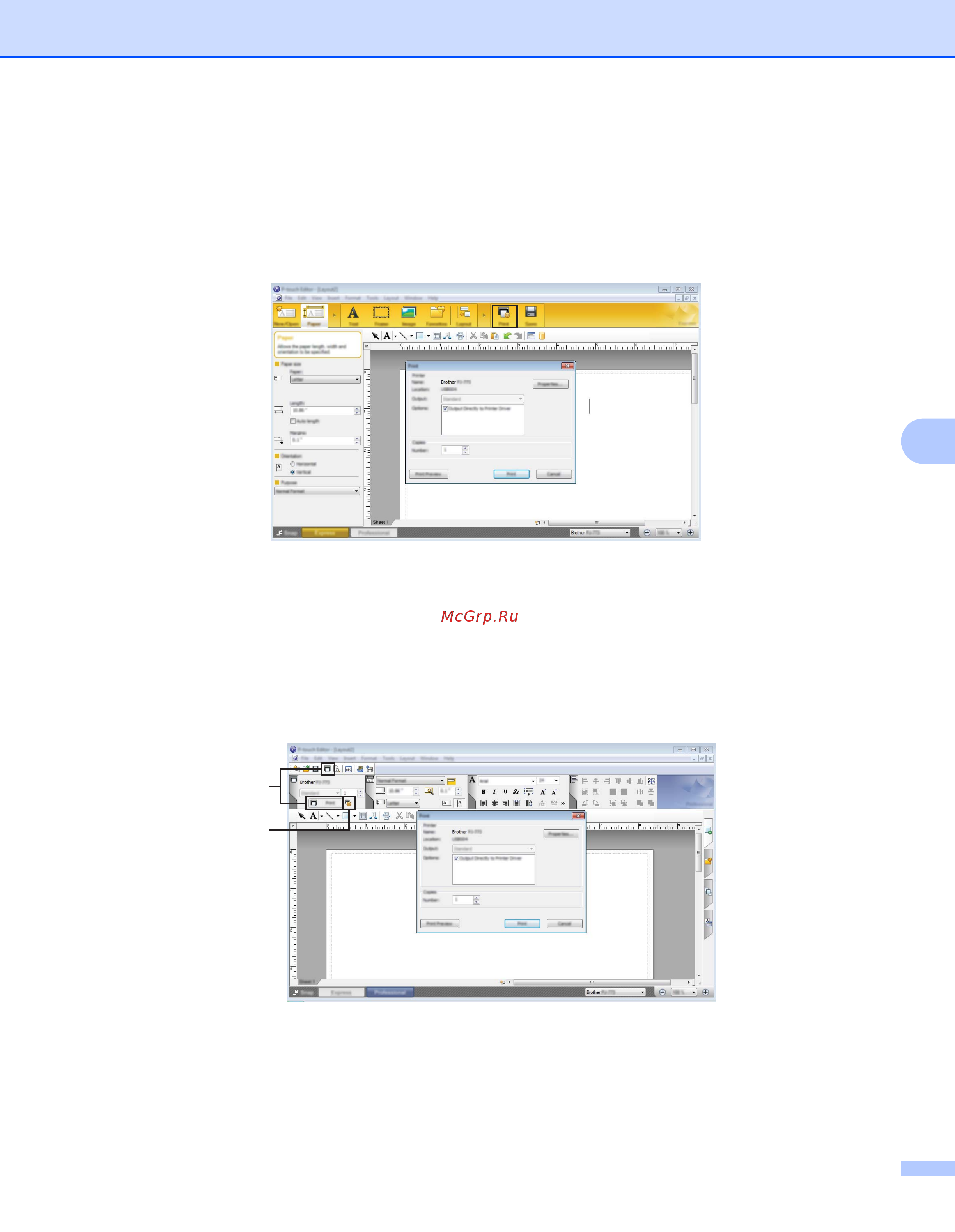 Brother PJ-723 [108/167] Печать с помощью p touch editor