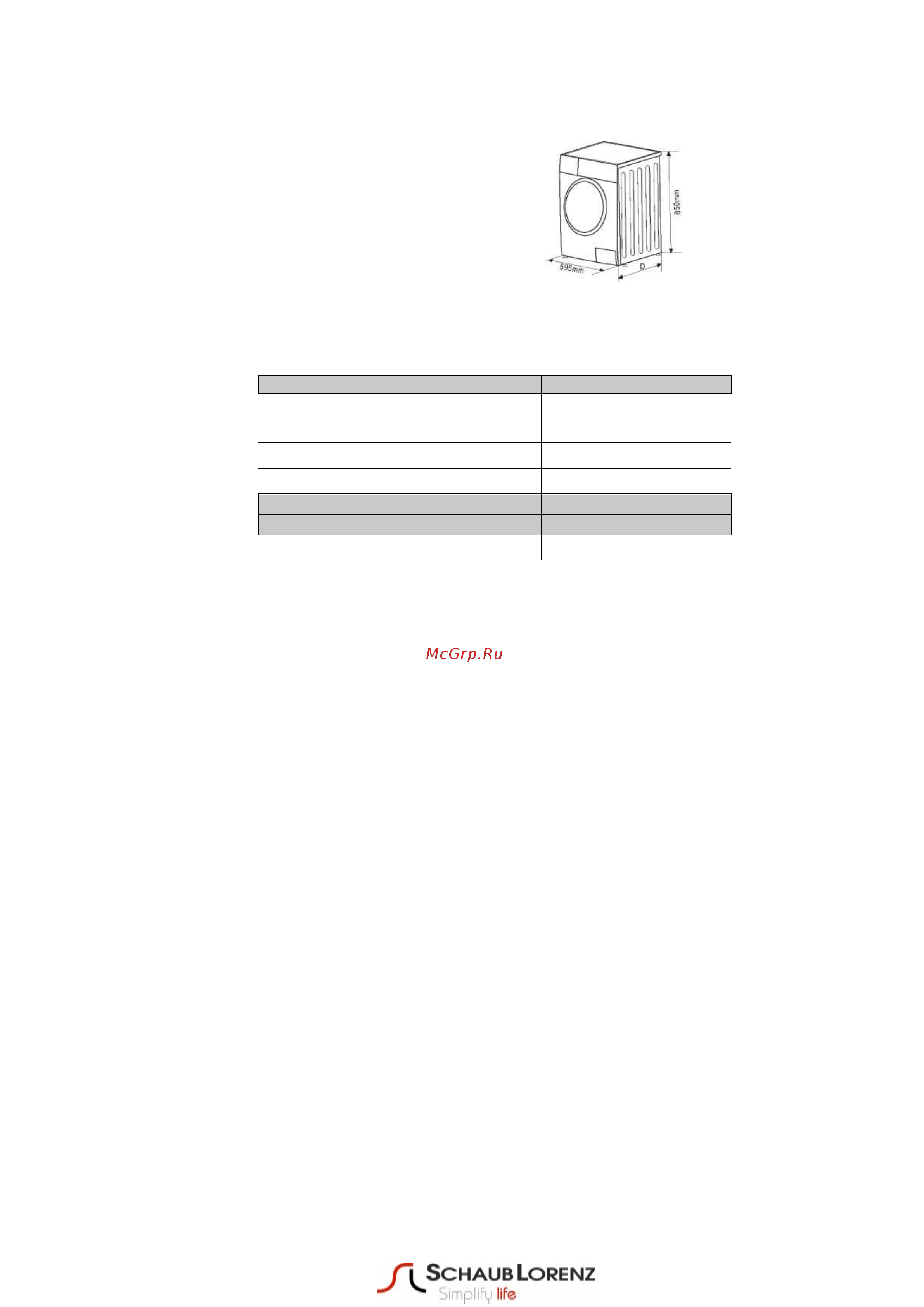 Schaub Lorenz SLW SW7423 I [24/28] Технические характеристики