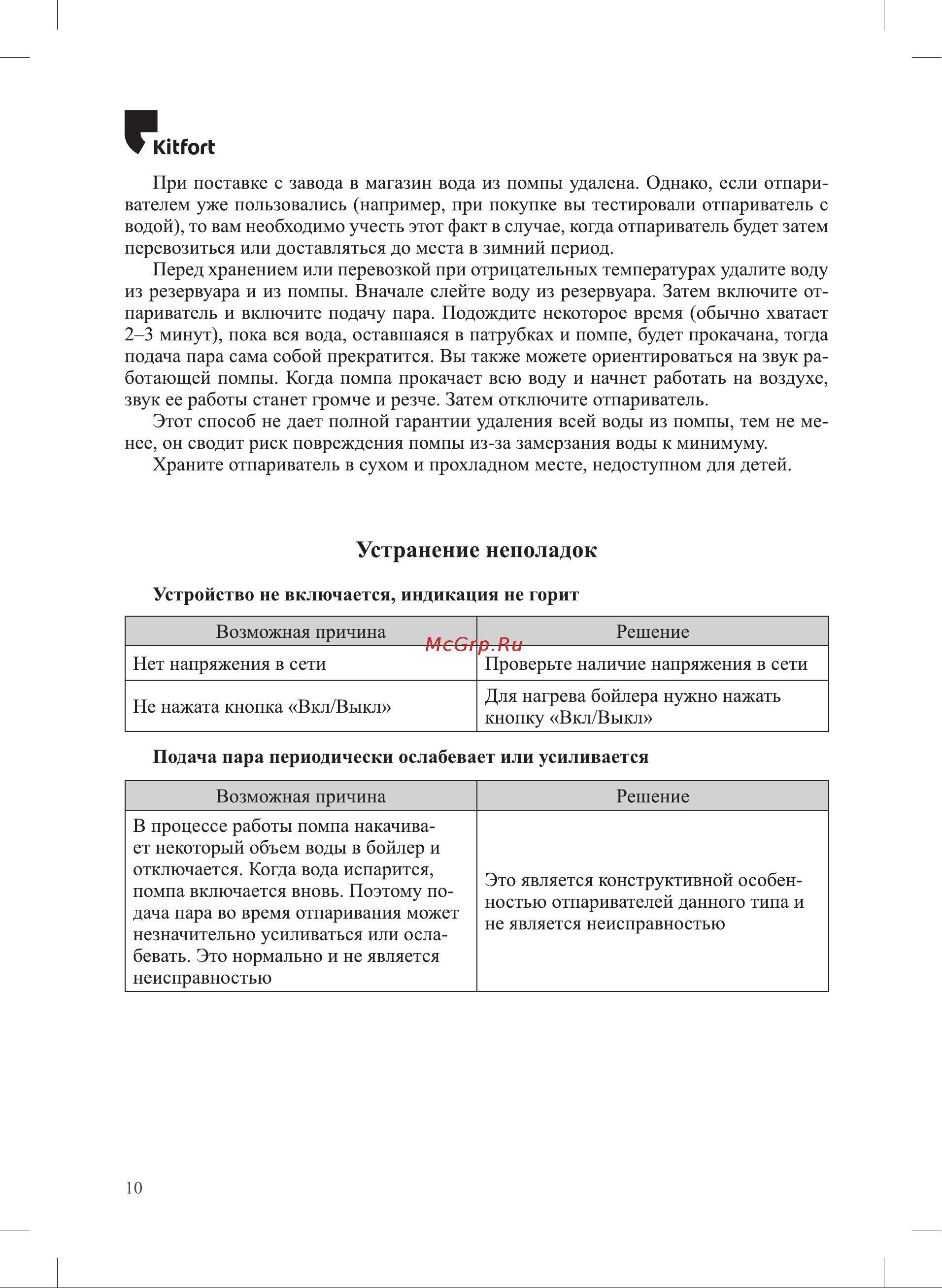 Kitfort KT-9110-1 Инструкция по эксплуатации онлайн [10/16] 678347