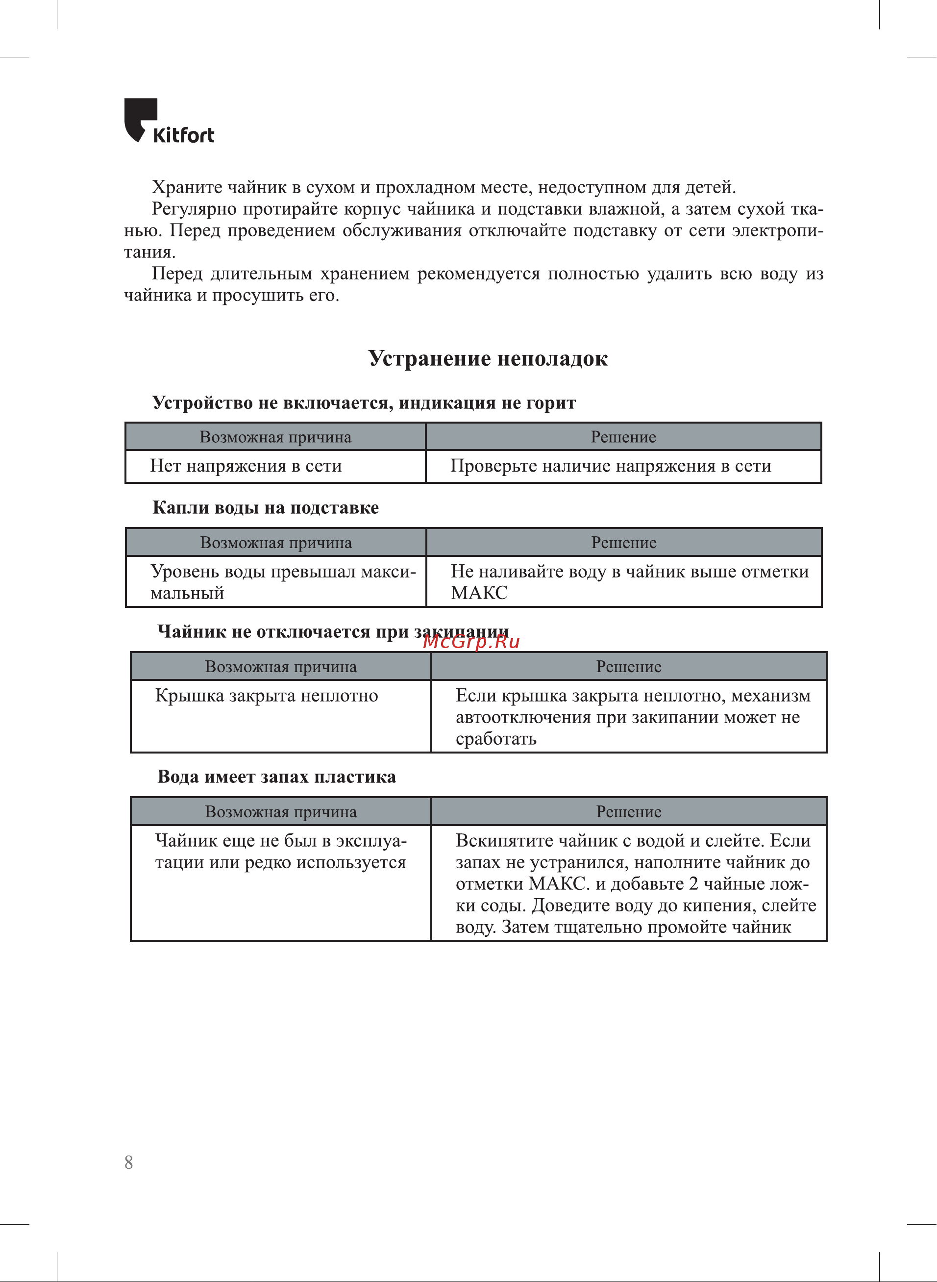 Kitfort KT-6148 Инструкция по эксплуатации онлайн [8/12] 678388