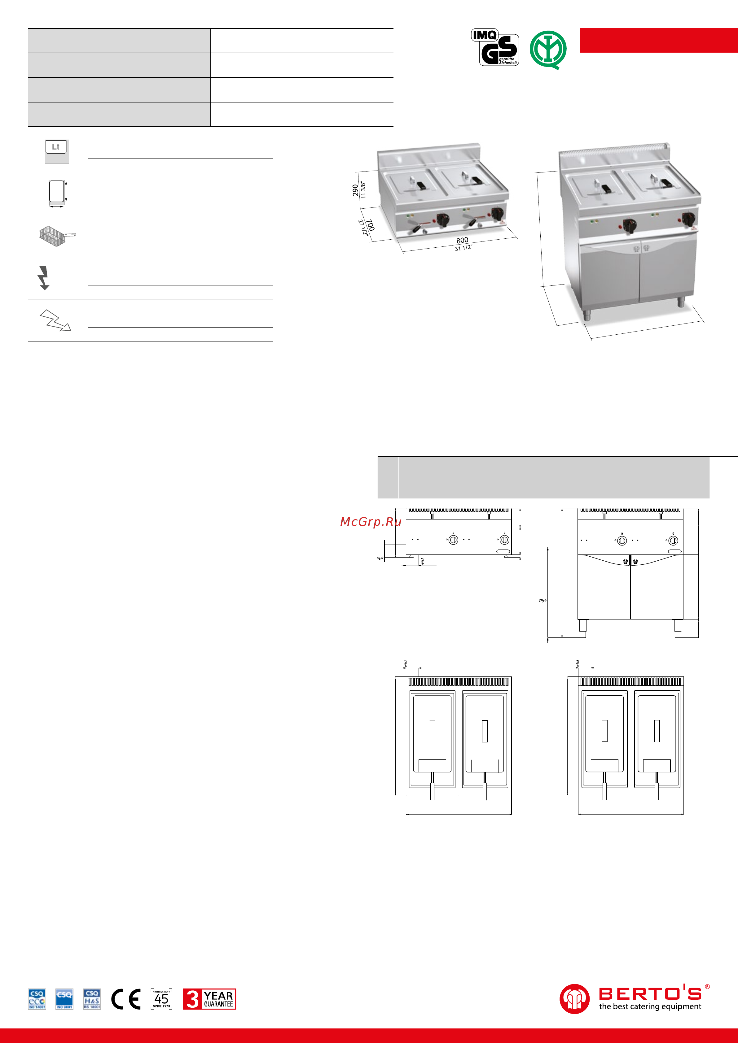 Bertos E7F10-8B Технические данные онлайн