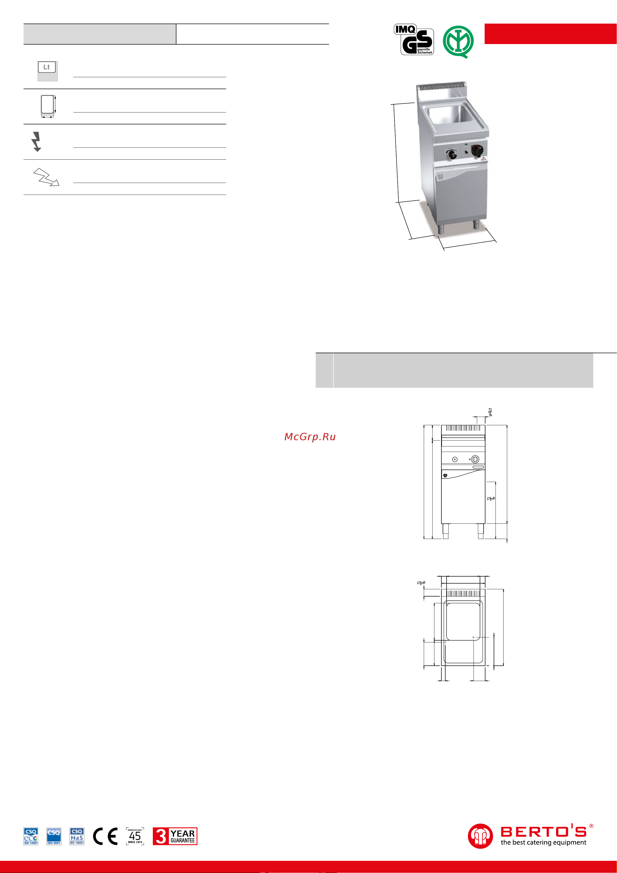 Bertos CPE40 Технические данные онлайн